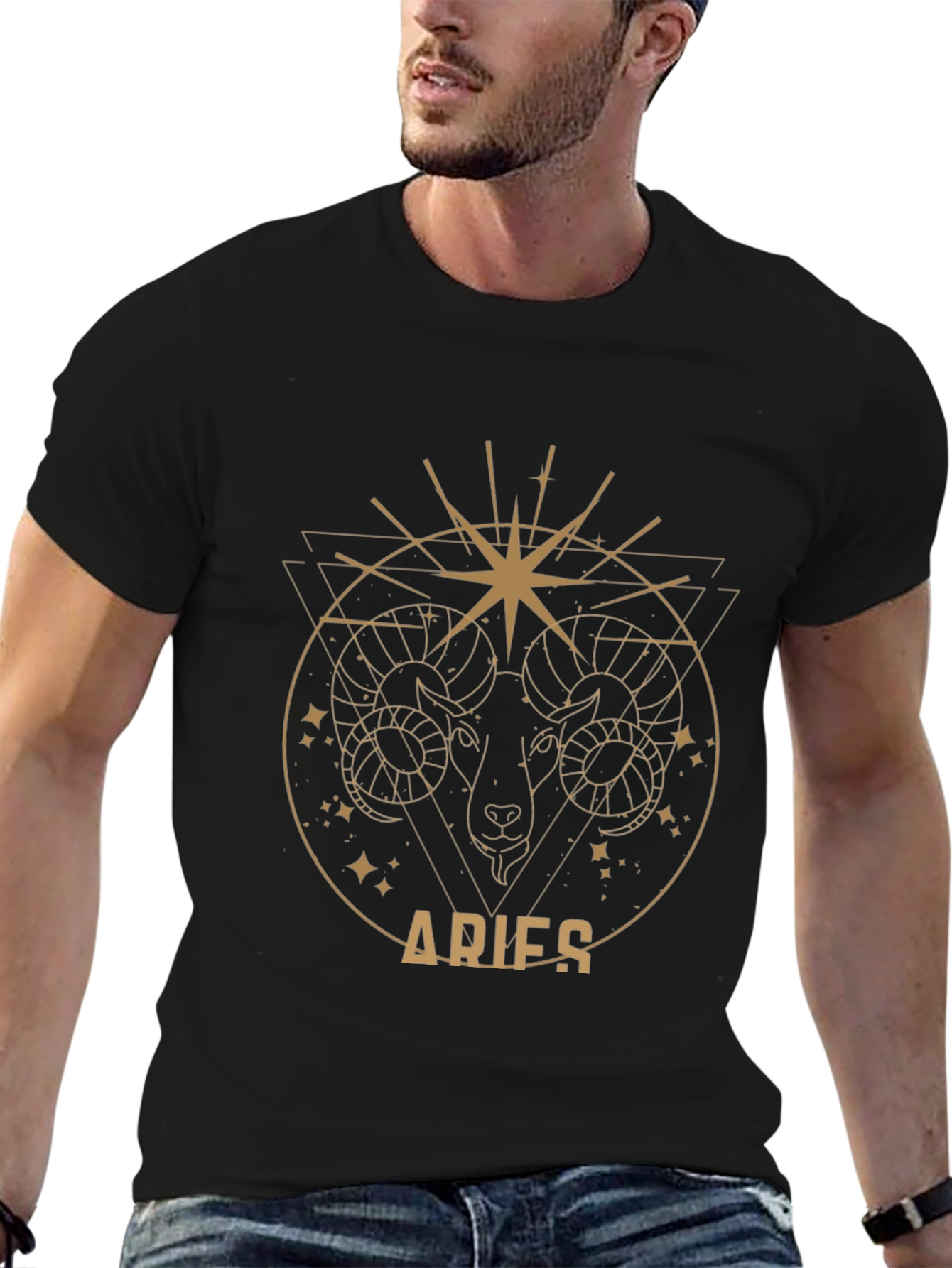 Aries Zodiac Graphic T-Shirt - Black