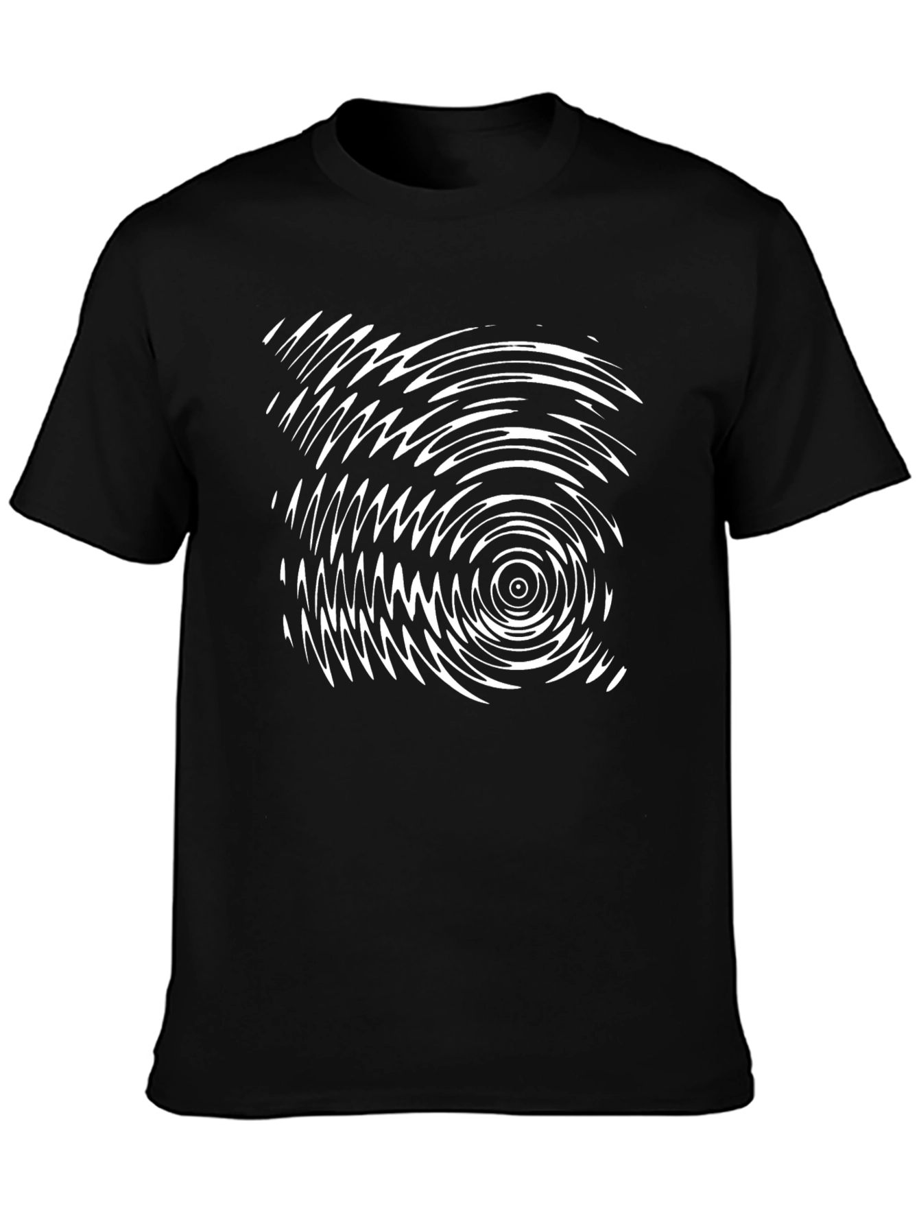Abstract Ripple Design Black T-Shirt