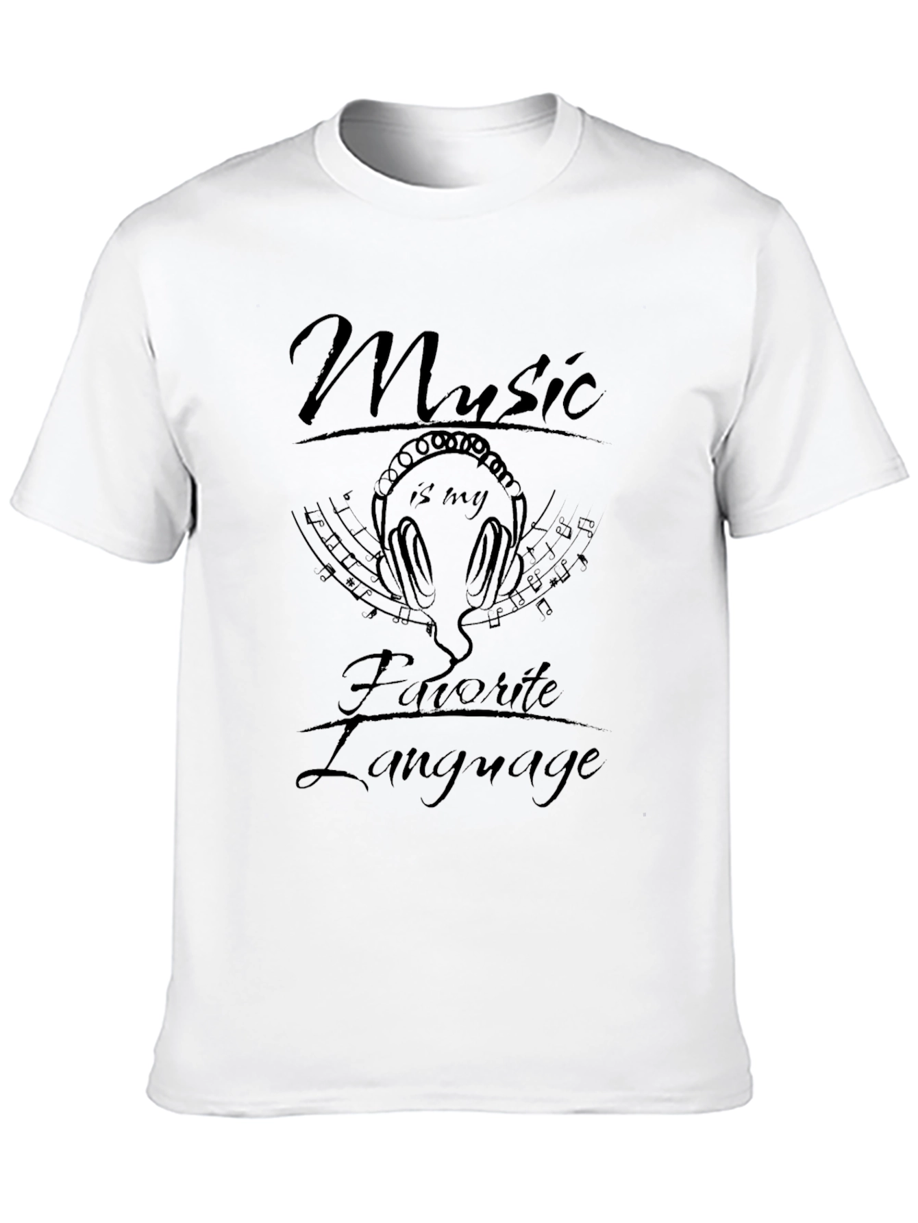 Music is My Favorite Language Black T-Shirt