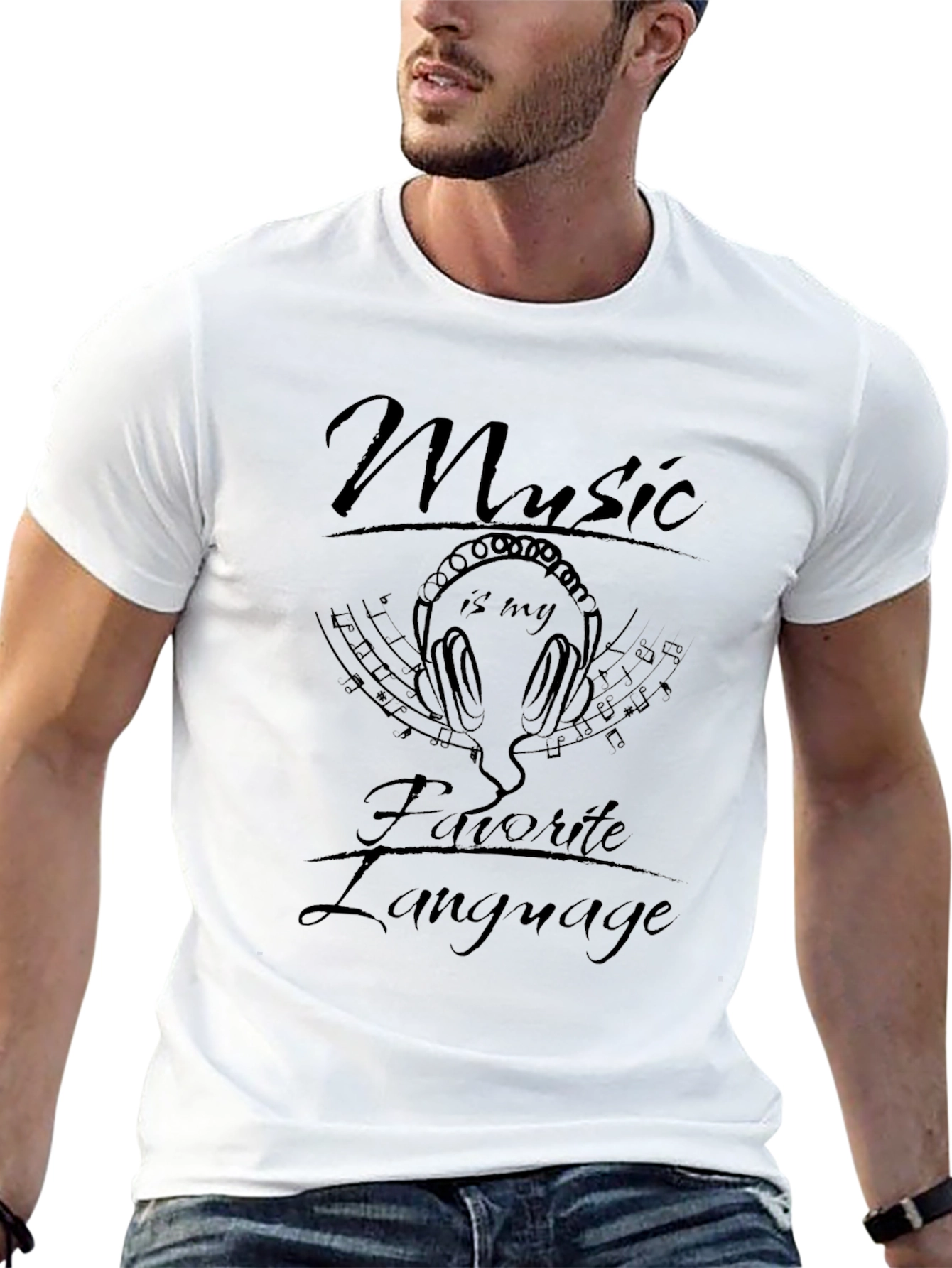 Music is My Favorite Language Black T-Shirt