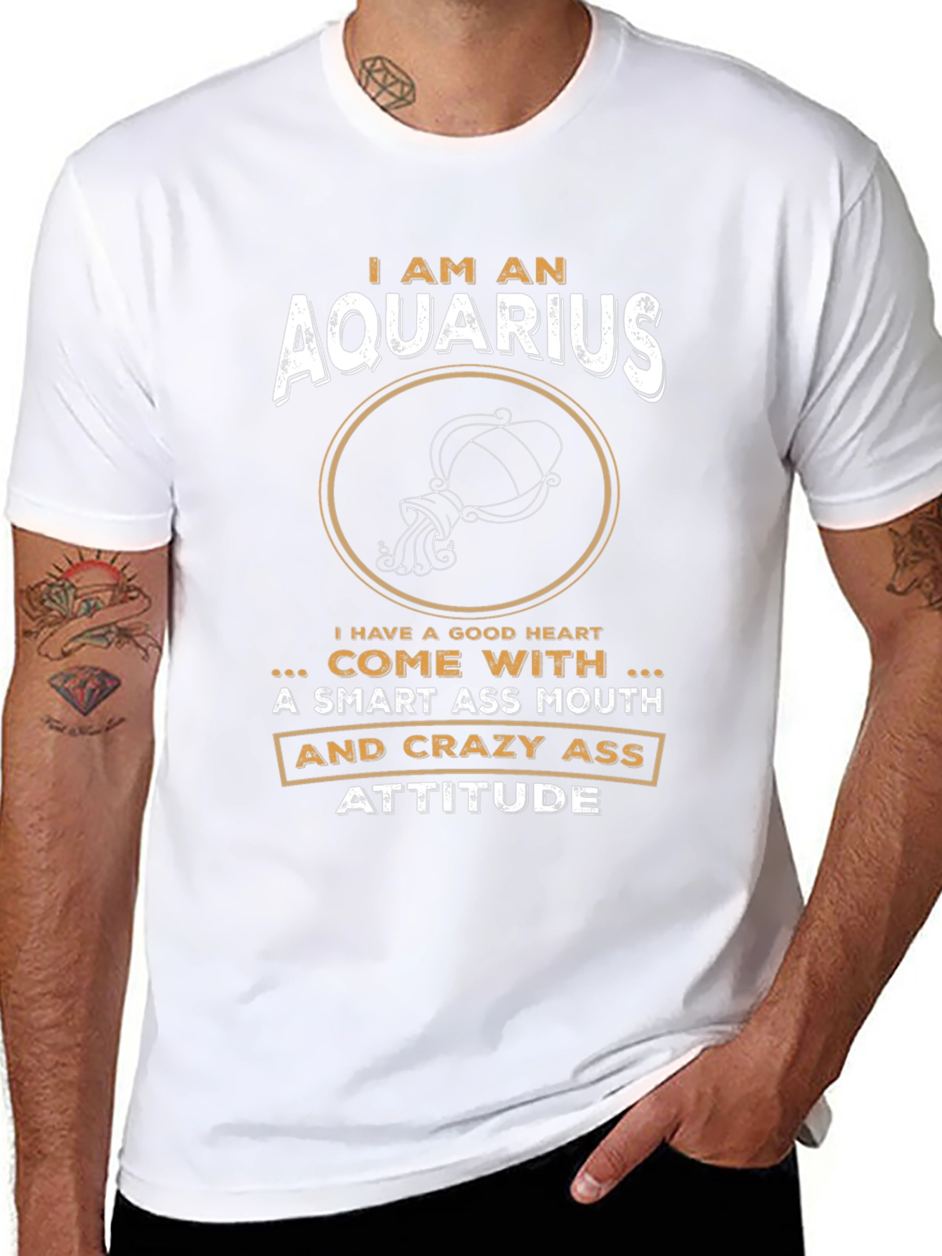 Aquarius Zodiac Sign T-Shirt - Smart & Crazy Attitude