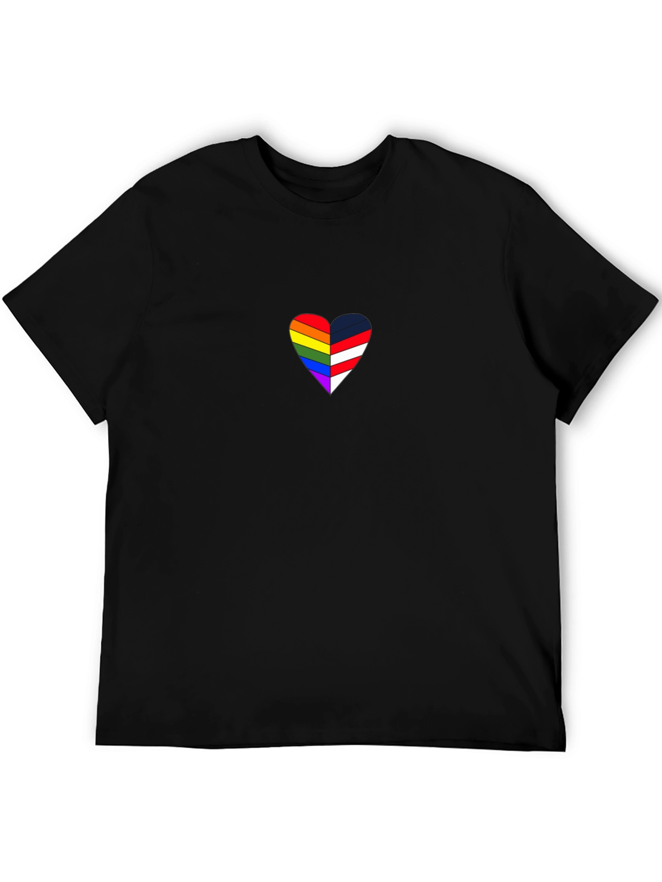 LGBTQ+ Pride Heart Graphic T-Shirt - Black