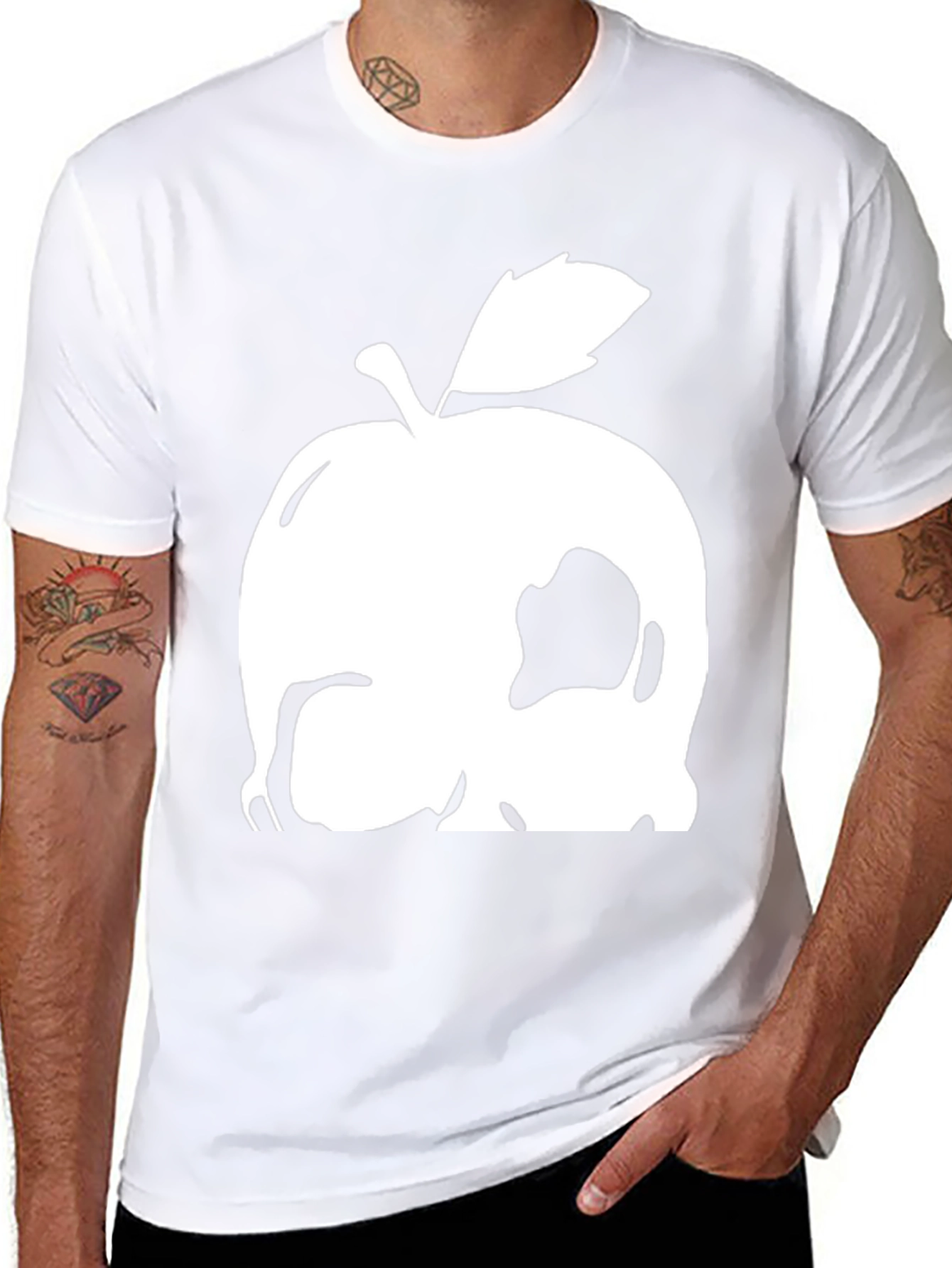 Apple Skull Graphic Tee - Black Cotton Blend