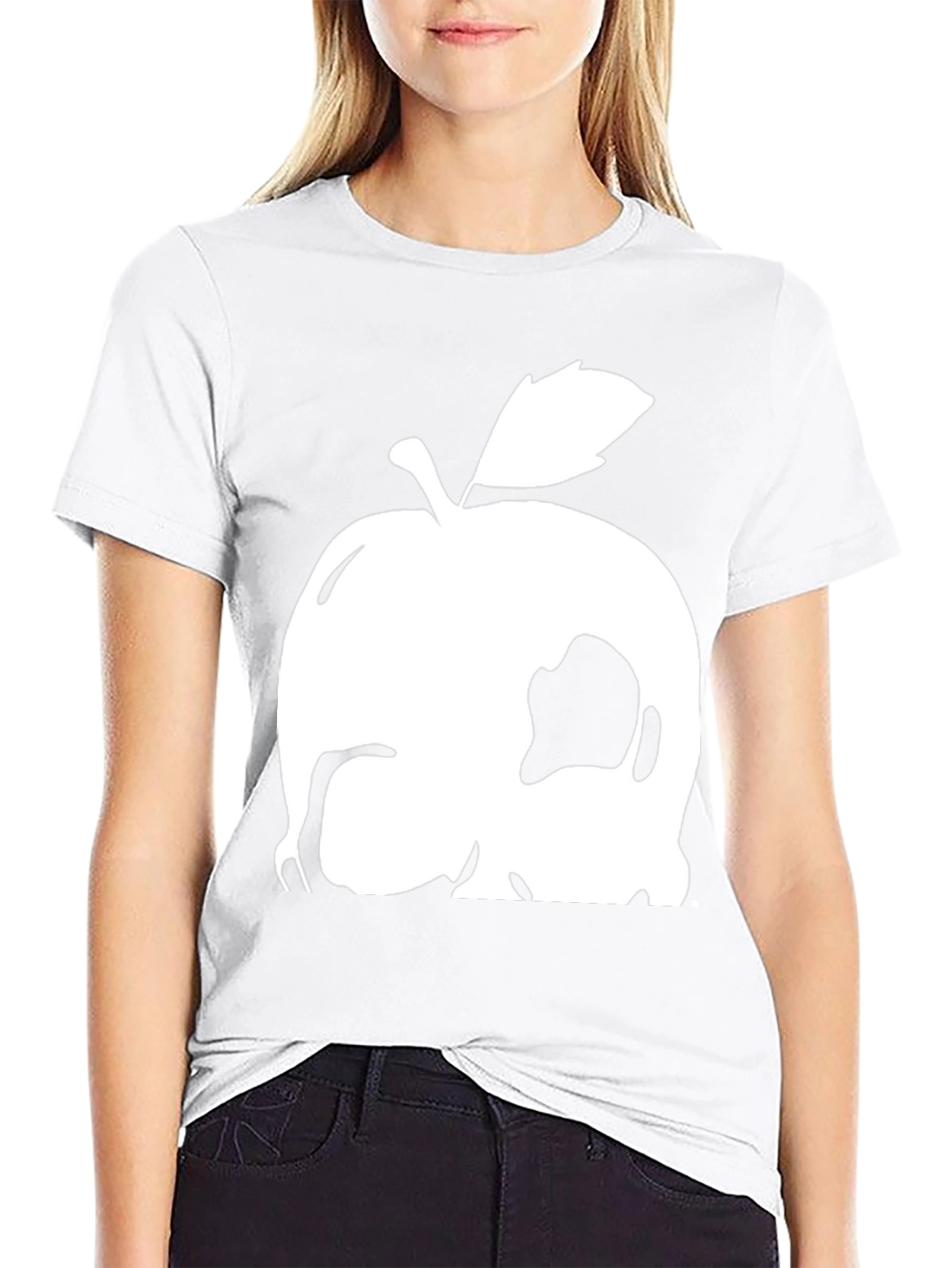 Apple Skull Graphic Tee - Black Cotton Blend