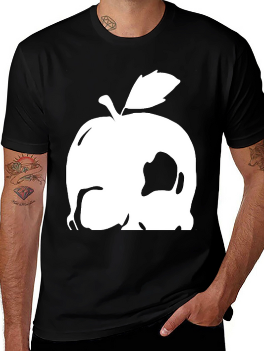 Apple Skull Graphic Tee - Black Cotton Blend