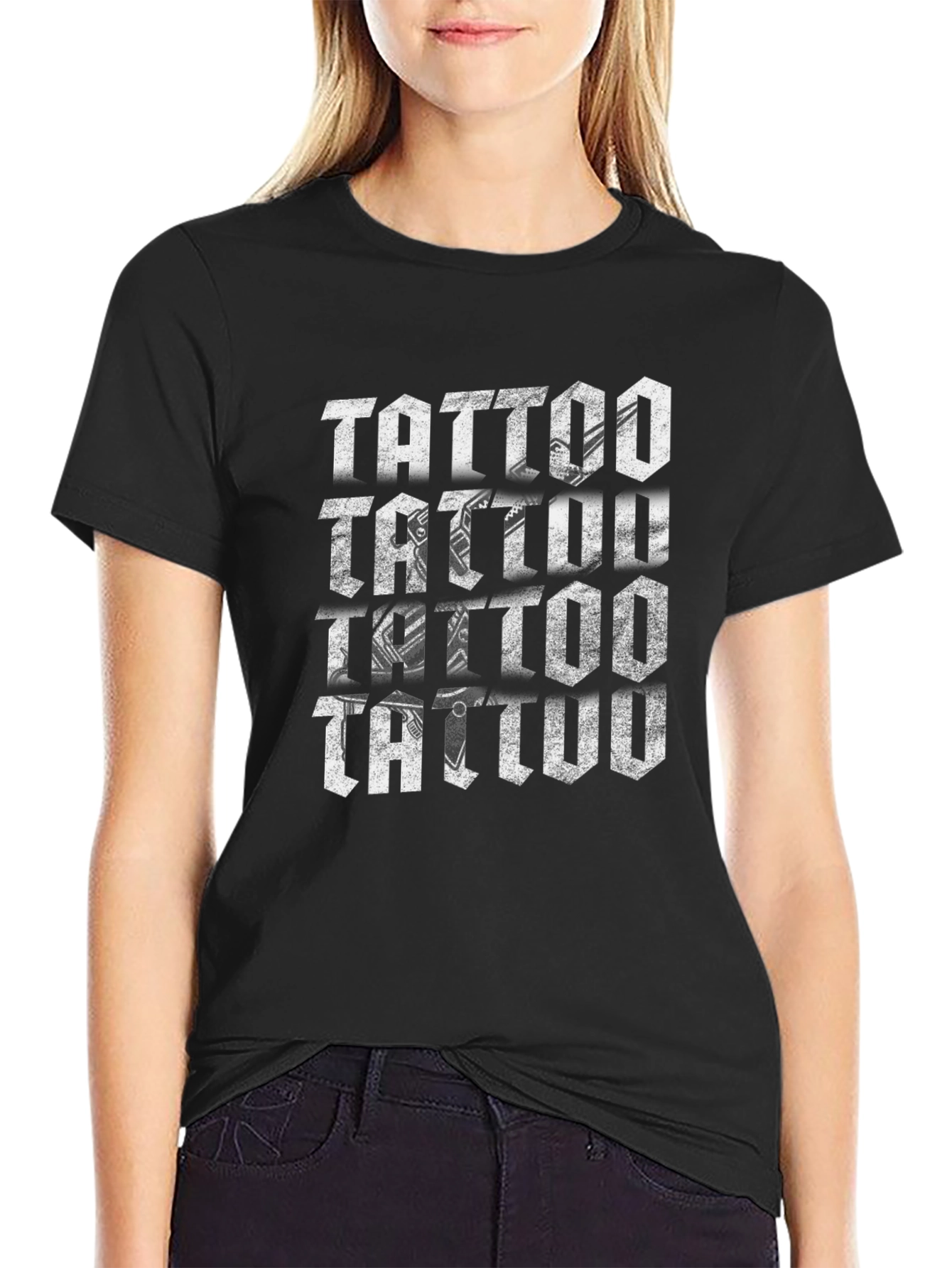 Tattoo Repeat Design Black T-Shirt