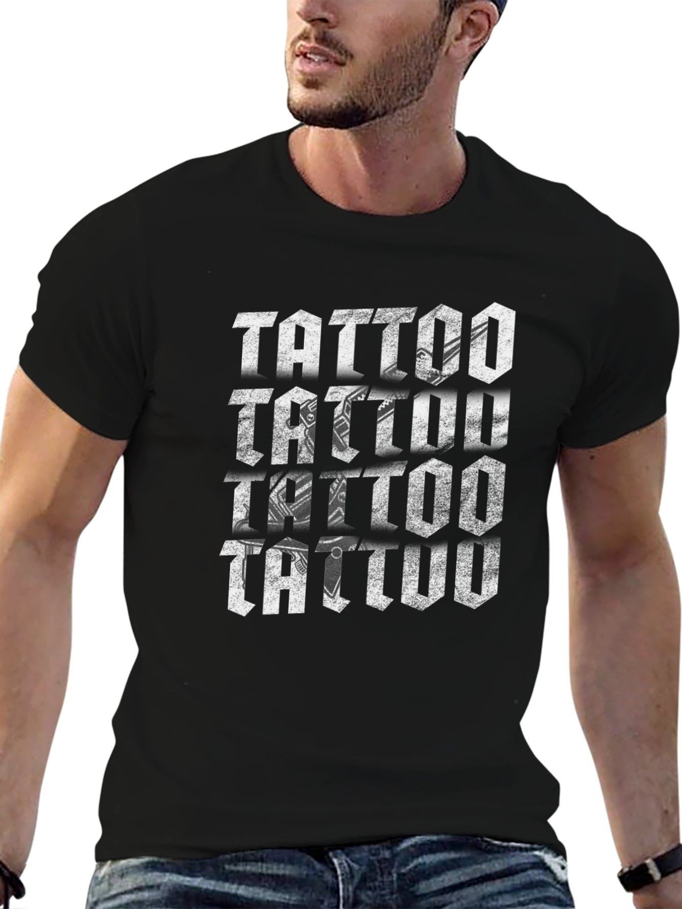 Tattoo Repeat Design Black T-Shirt