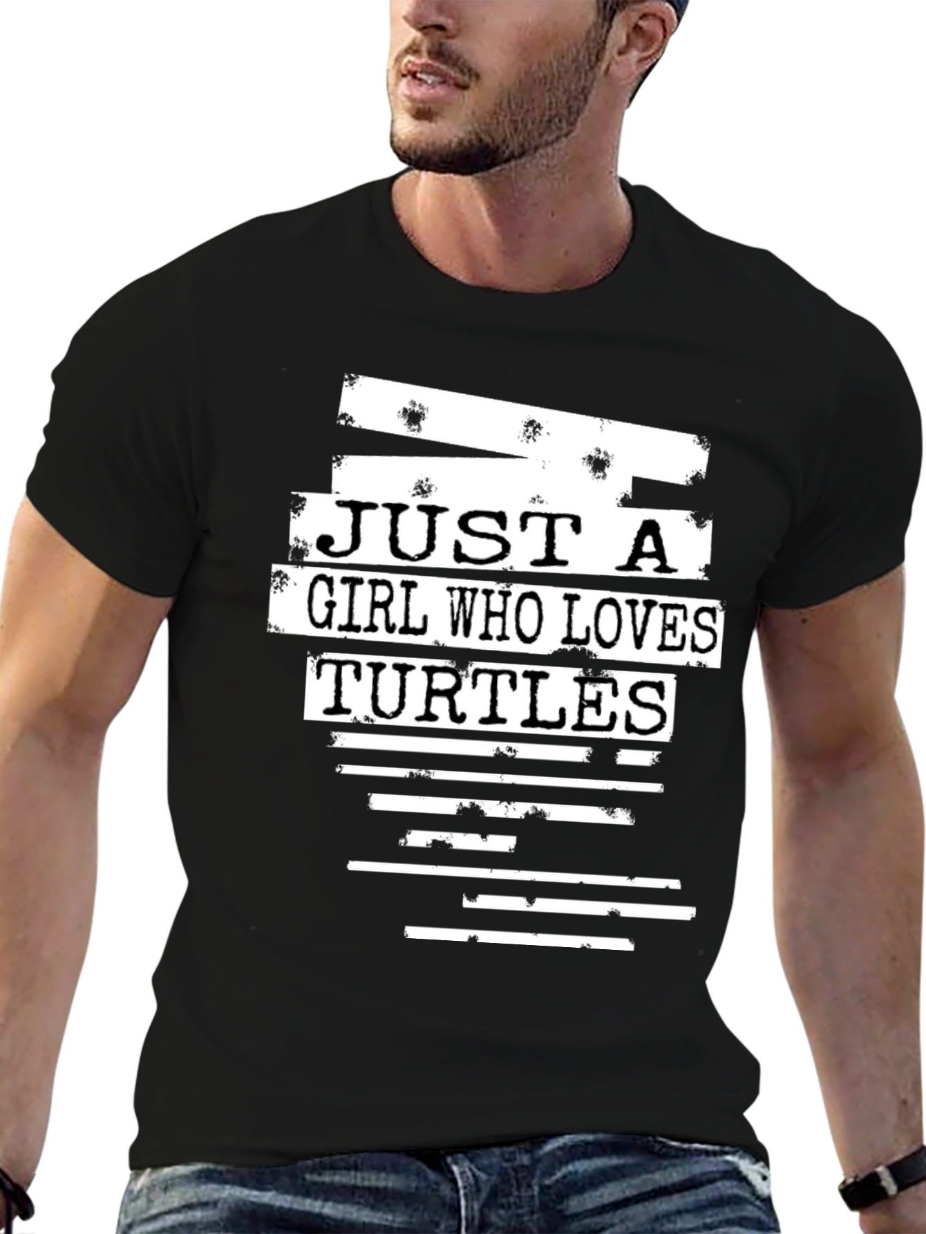 Girl Loves Turtles Black Graphic Tee