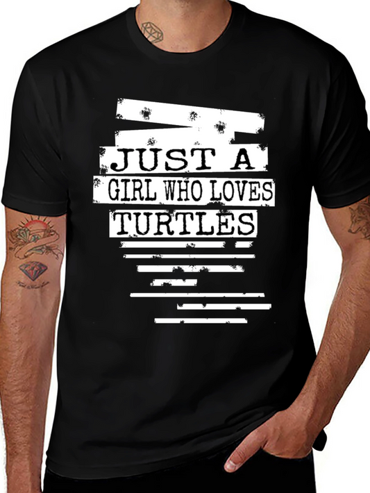 Girl Loves Turtles Black Graphic Tee