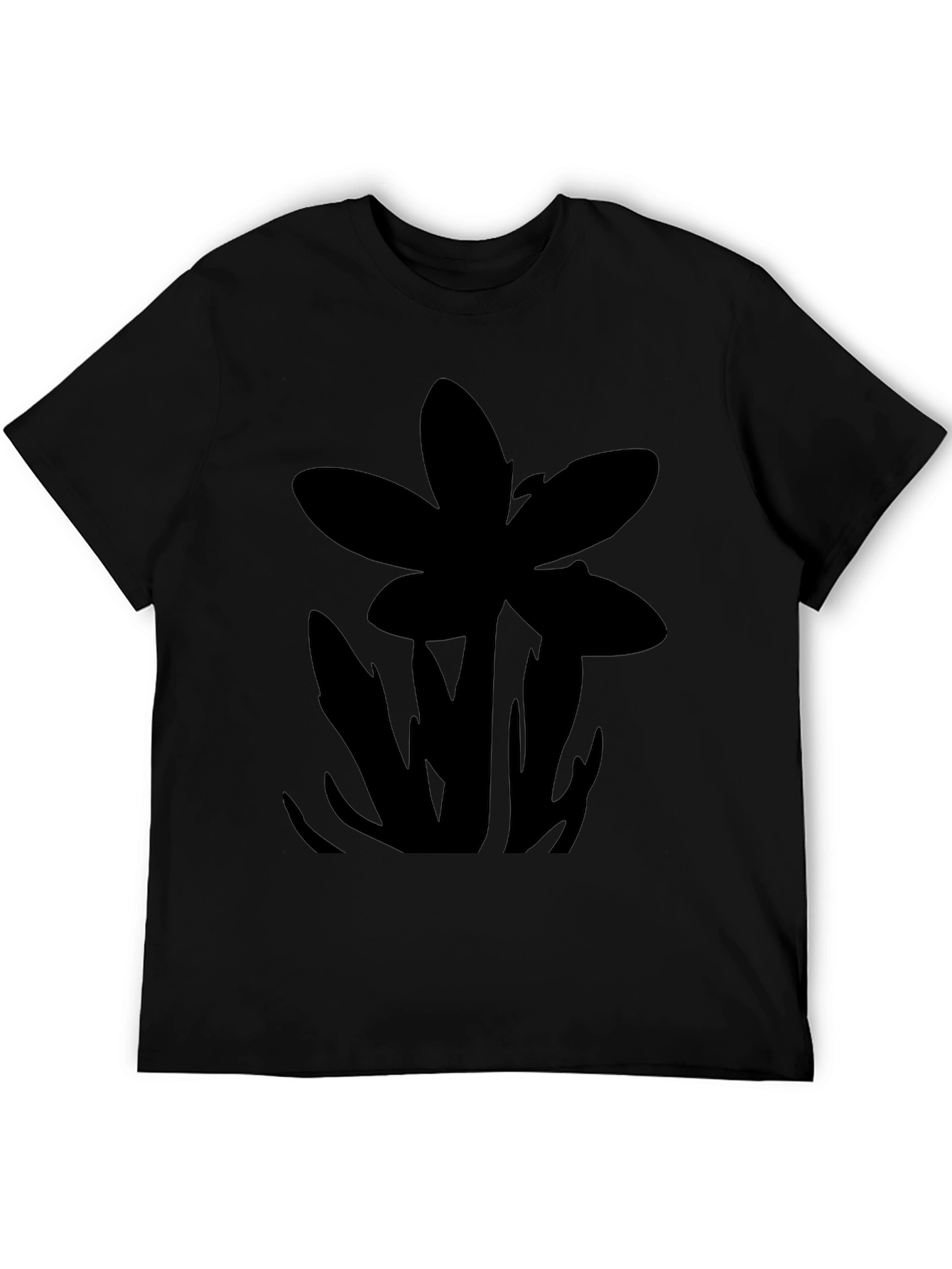 Mens Black T-Shirt with Floral Graphic