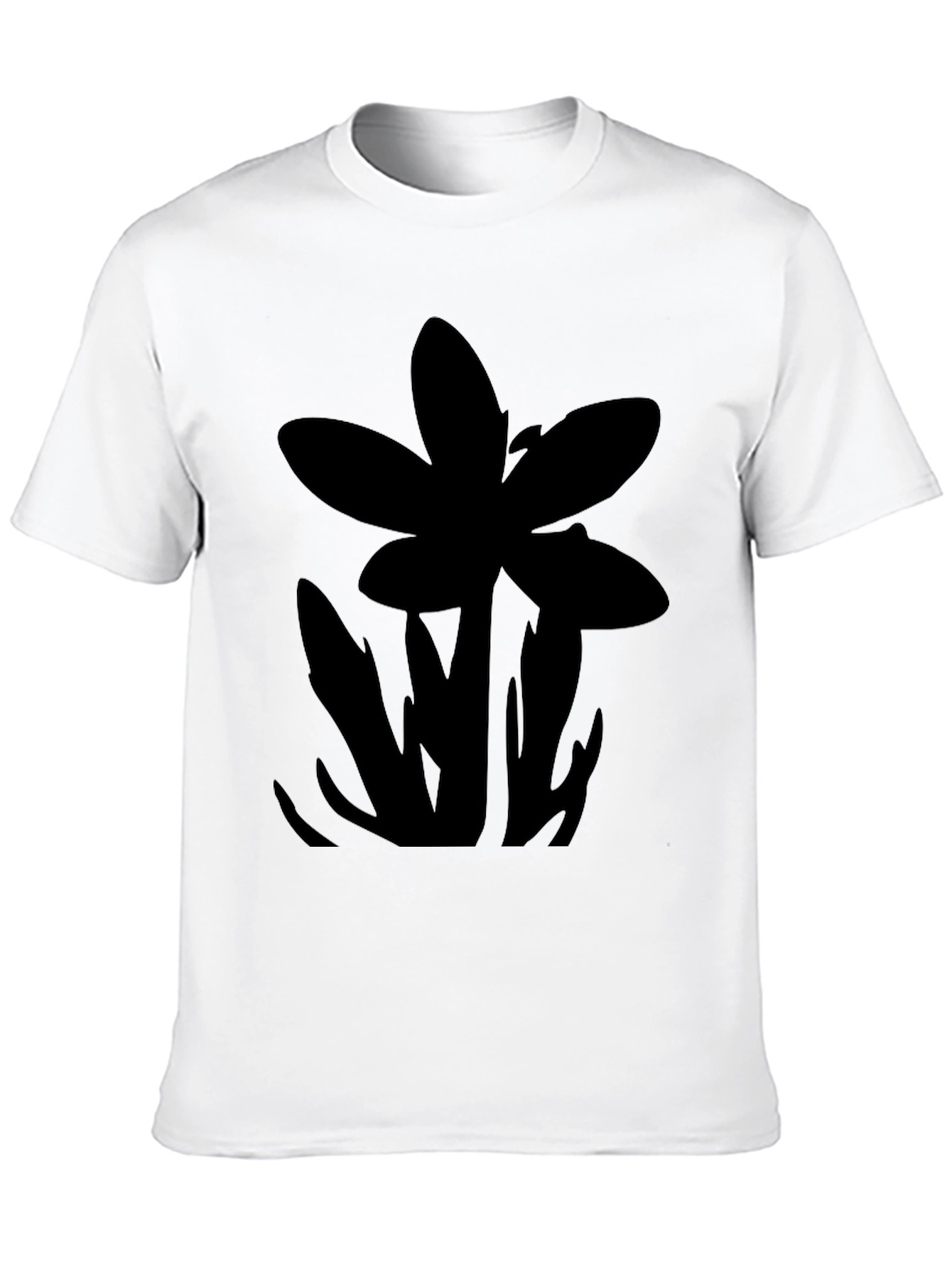 Mens Black T-Shirt with Floral Graphic