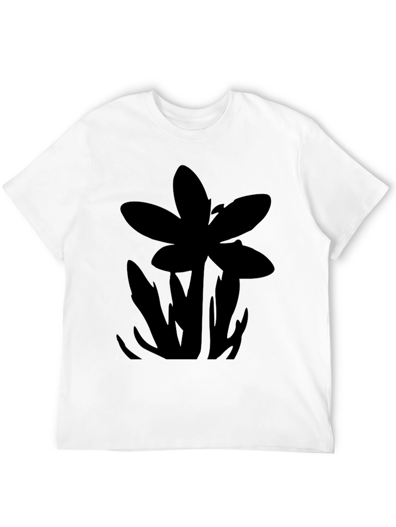 Mens Black T-Shirt with Floral Graphic