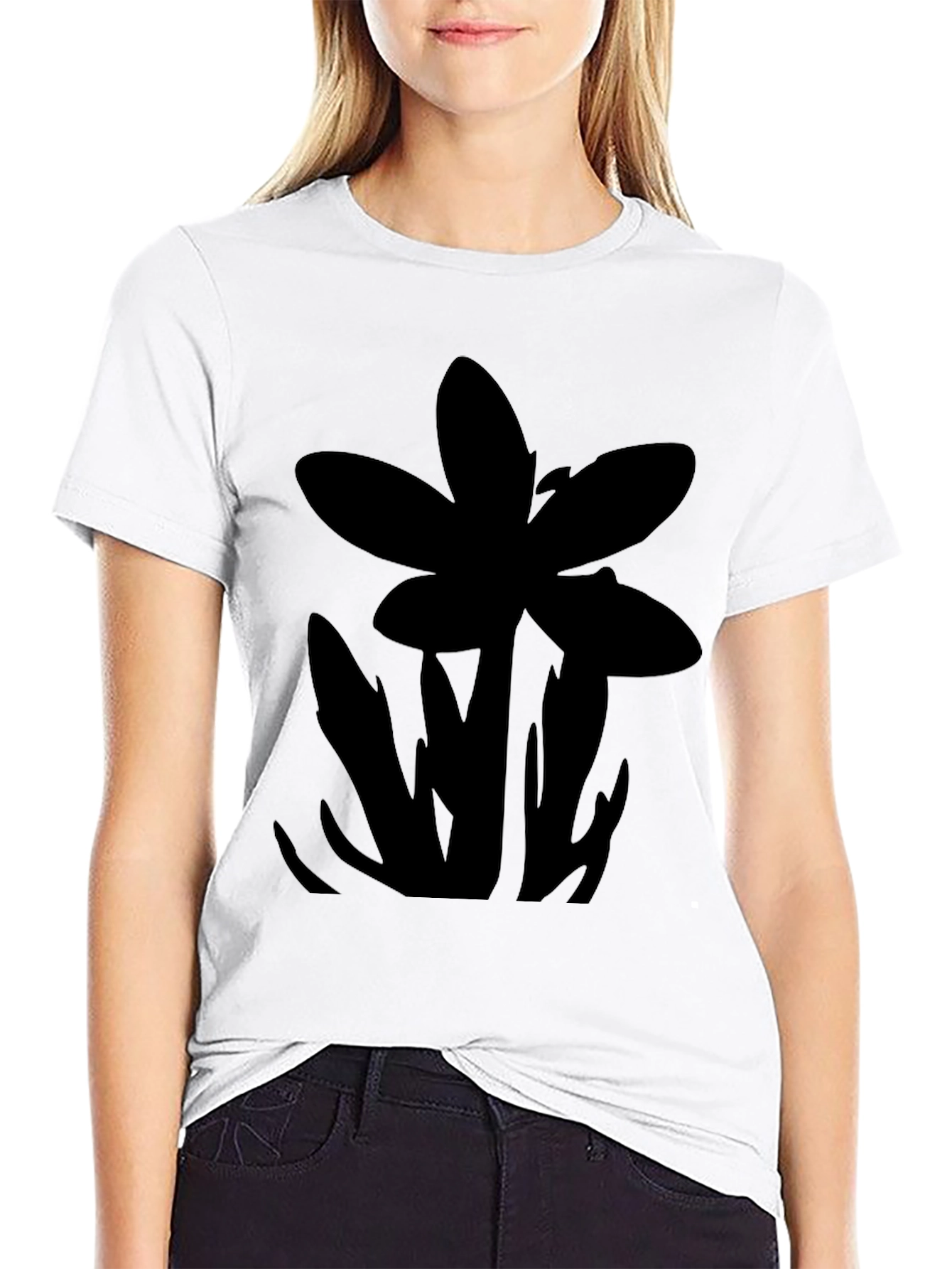 Mens Black T-Shirt with Floral Graphic