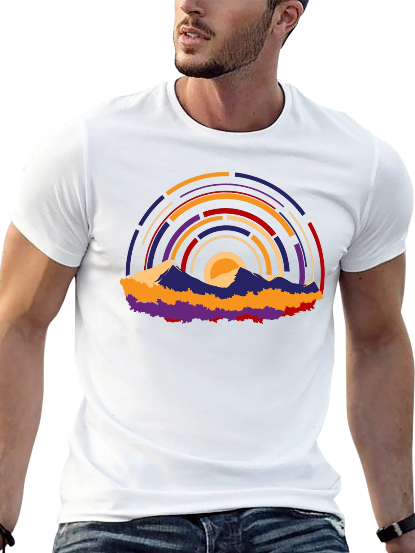 Abstract Mountain Sunset Graphic T-Shirt
