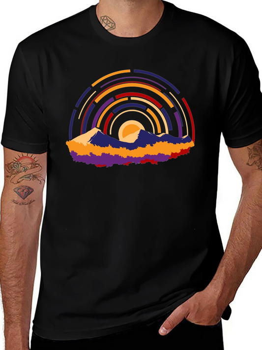 Abstract Mountain Sunset Graphic T-Shirt