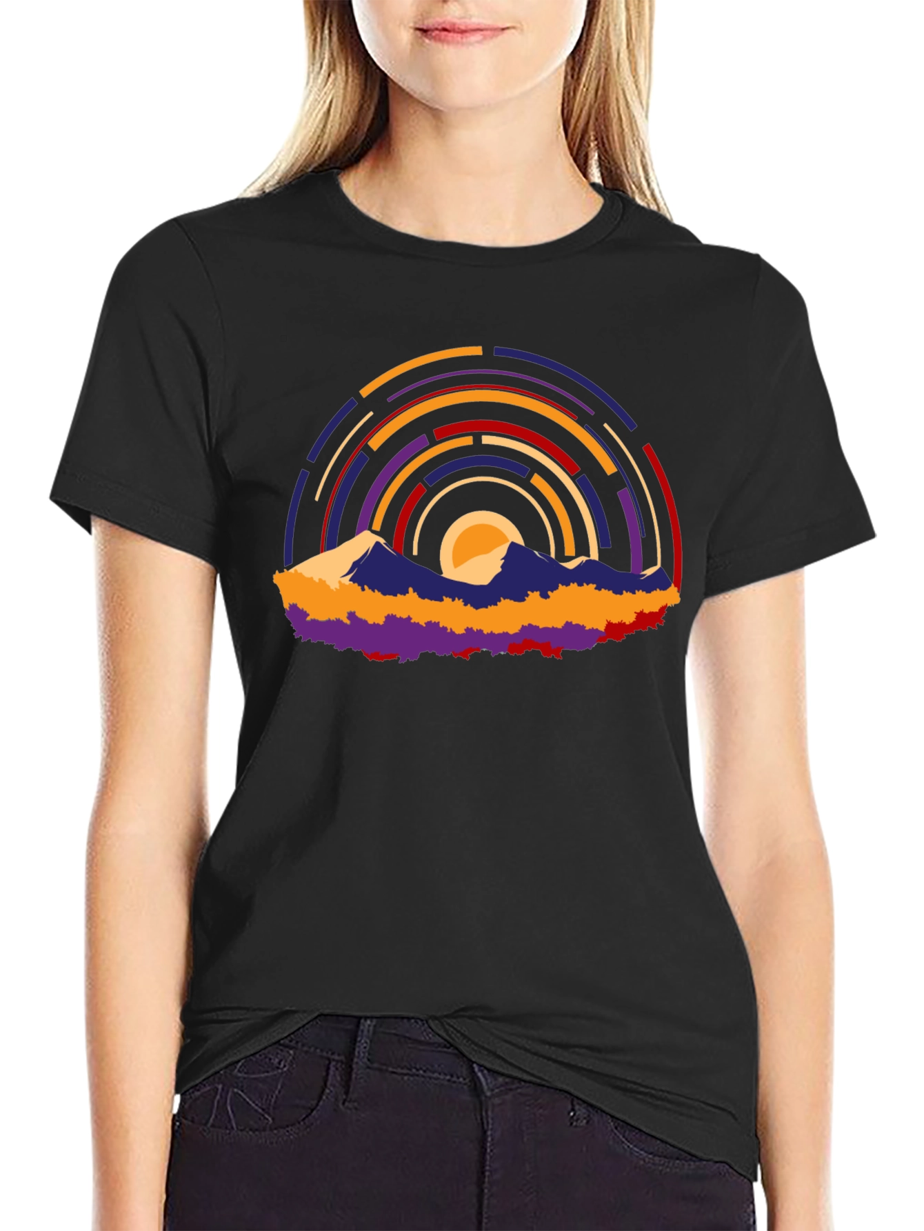 Abstract Mountain Sunset Graphic T-Shirt