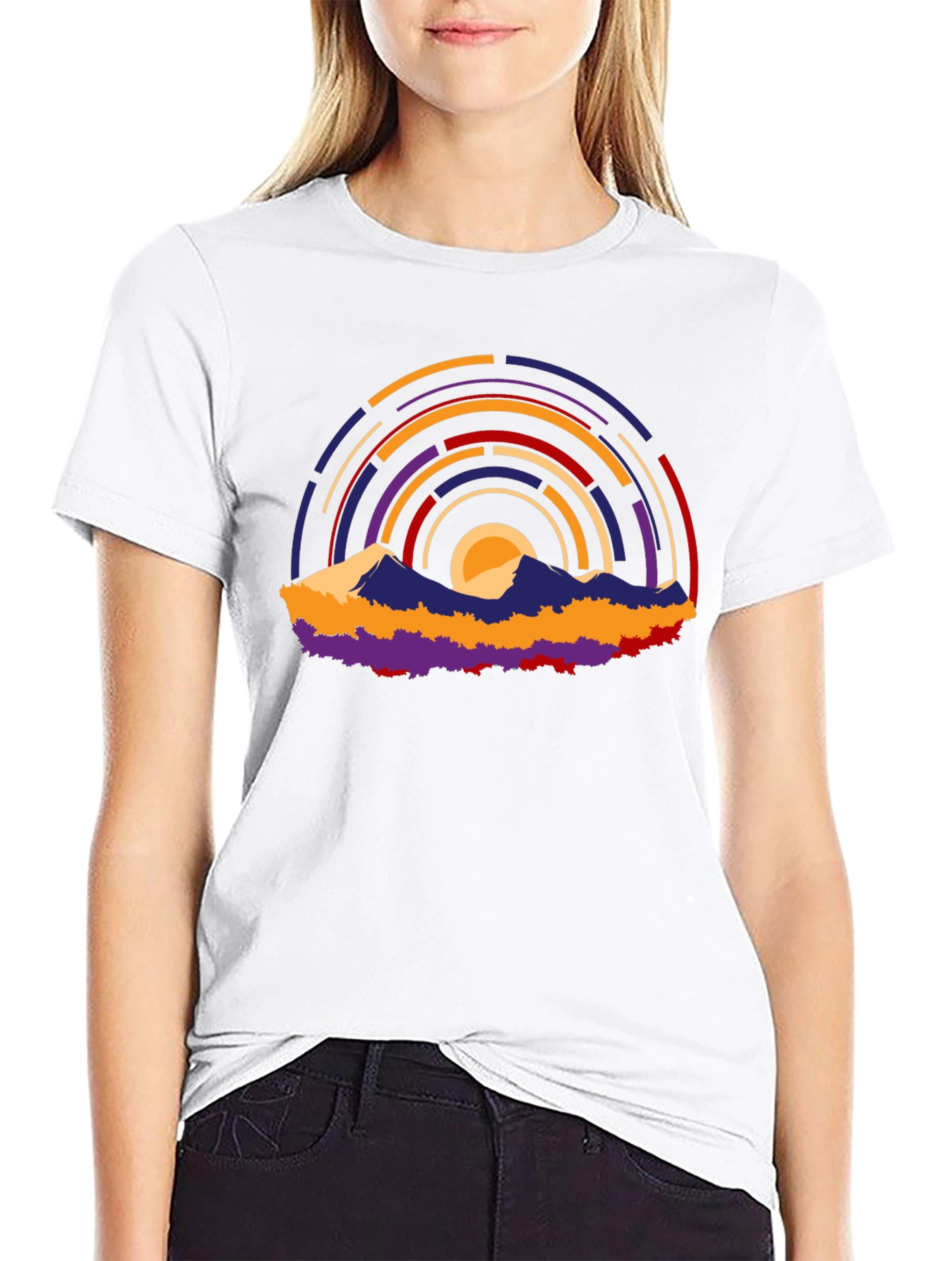 Abstract Mountain Sunset Graphic T-Shirt