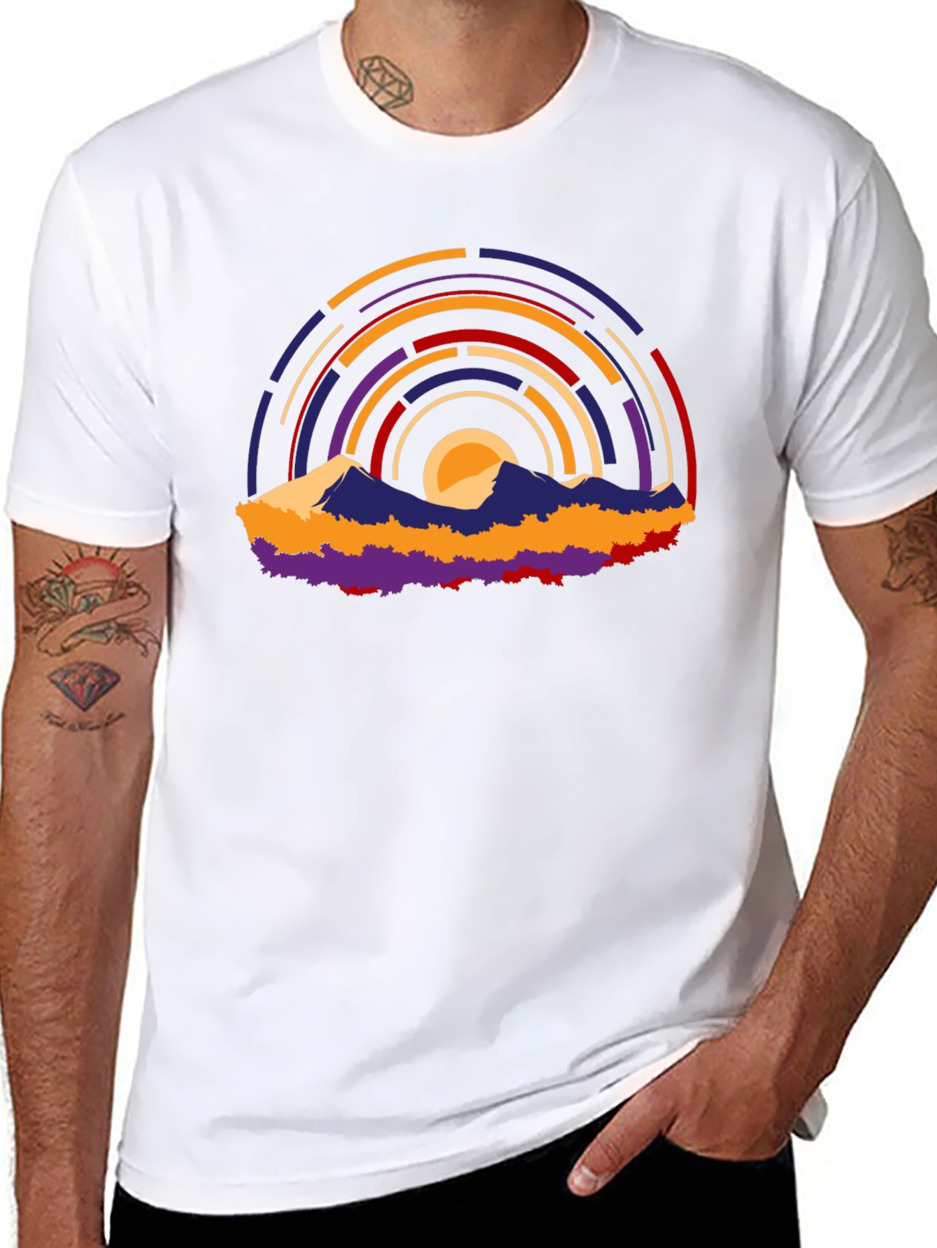 Abstract Mountain Sunset Graphic T-Shirt