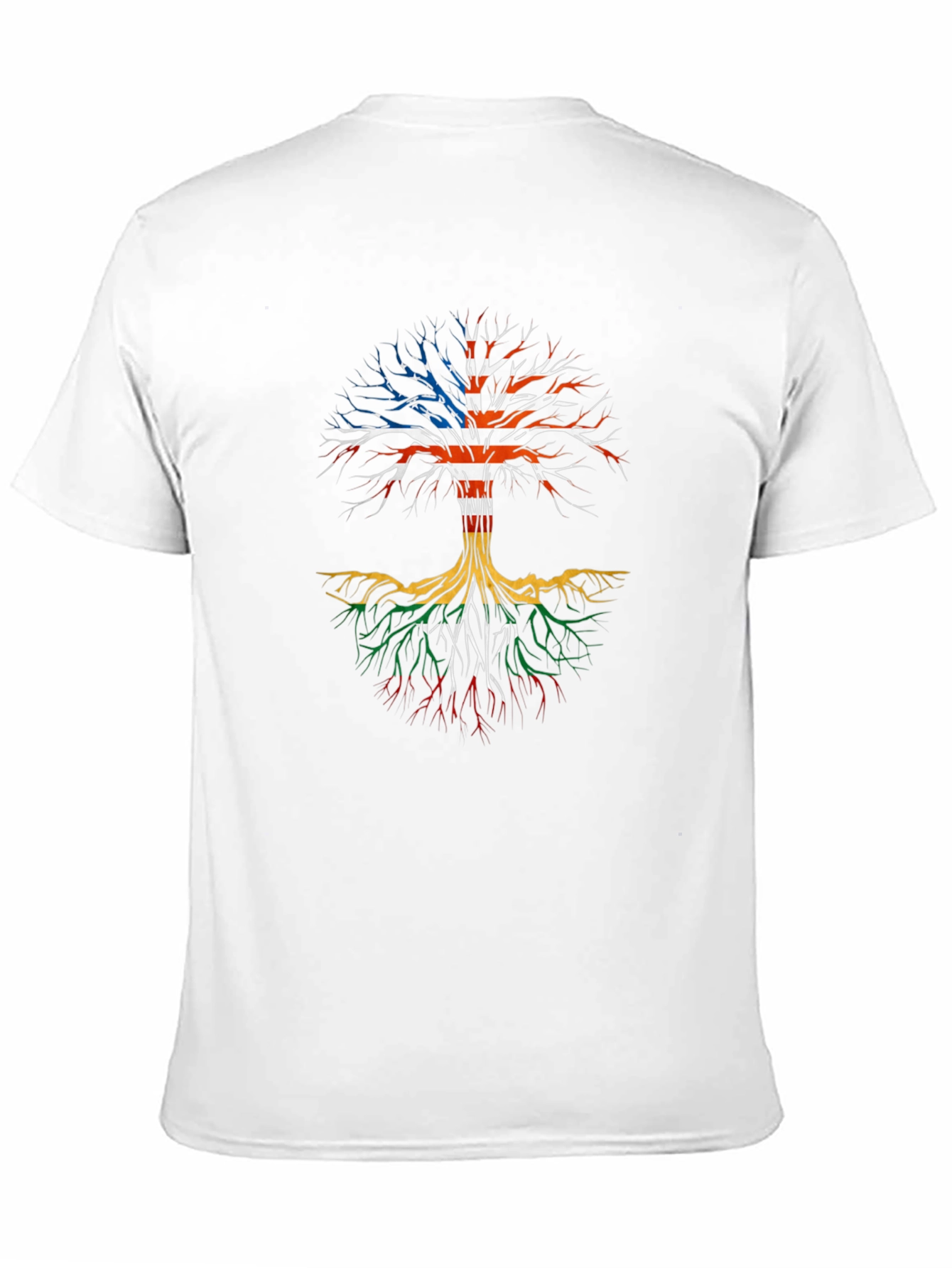 USA Roots Black T-Shirt - Tree of Life Design