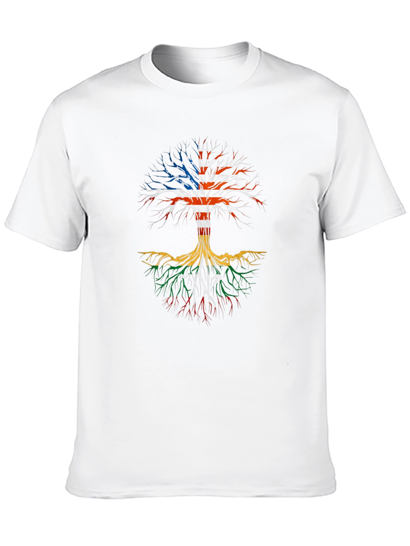 USA Roots Black T-Shirt - Tree of Life Design