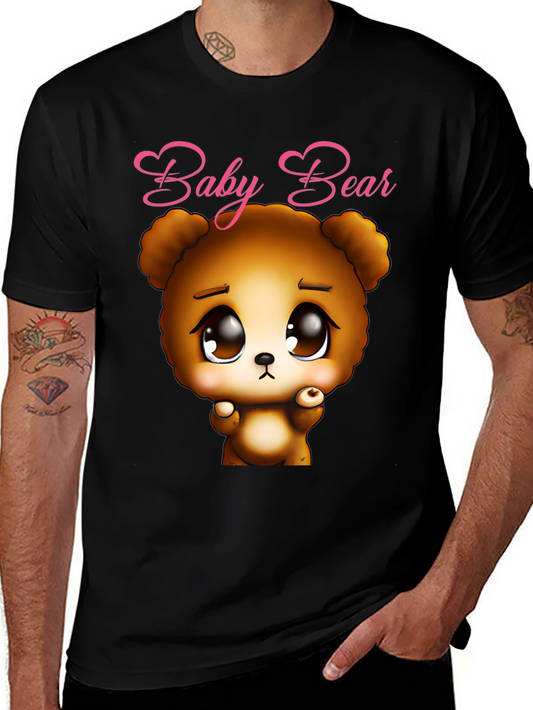 Cute Baby Bear Graphic Tee - Soft Cotton Black T-Shirt