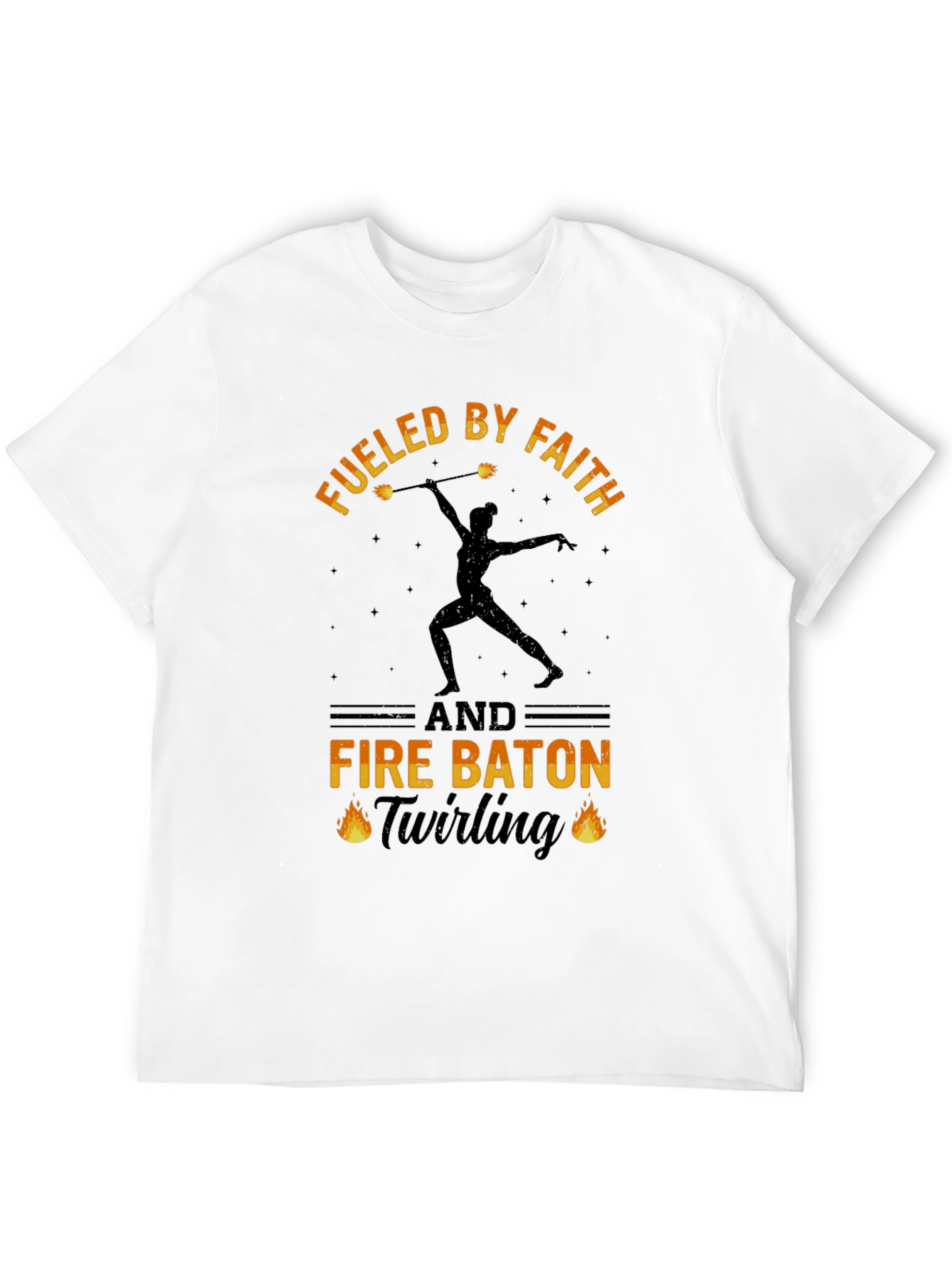 Fueled By Faith Fire Baton Twirling Black T-Shirt