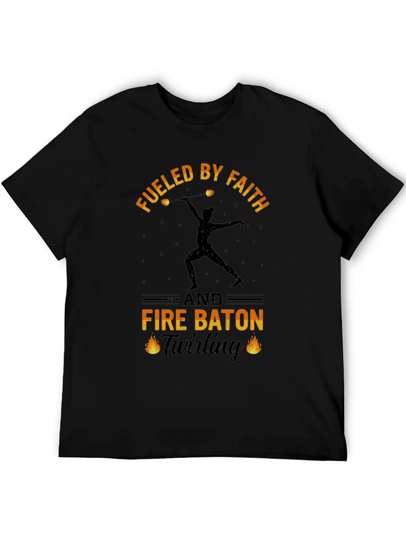 Fueled By Faith Fire Baton Twirling Black T-Shirt