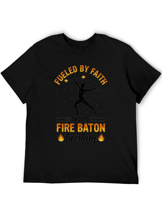 Fueled By Faith Fire Baton Twirling Black T-Shirt