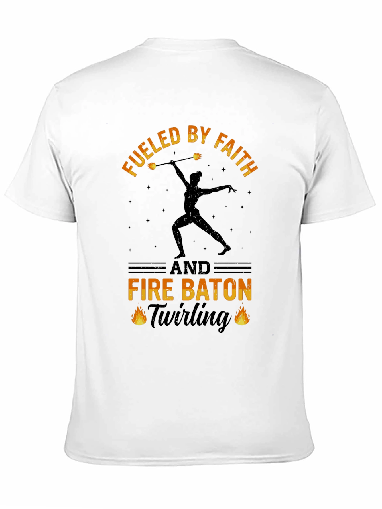 Fueled By Faith Fire Baton Twirling Black T-Shirt