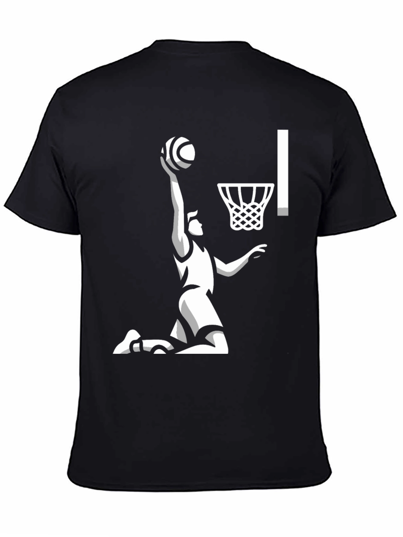 Basketball Dunk Graphic Tee - Black Cotton Shirt
