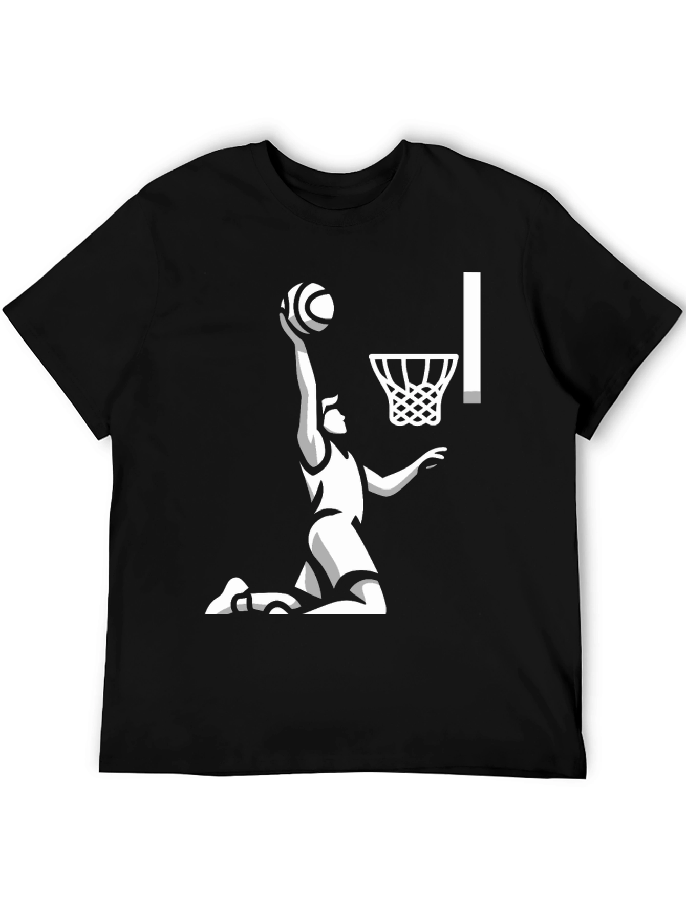 Basketball Dunk Graphic Tee - Black Cotton Shirt