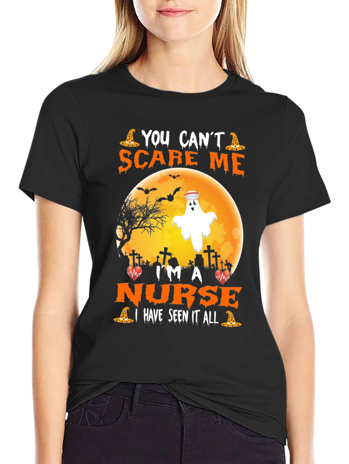 Nurse Halloween T-Shirt - You Cant Scare Me
