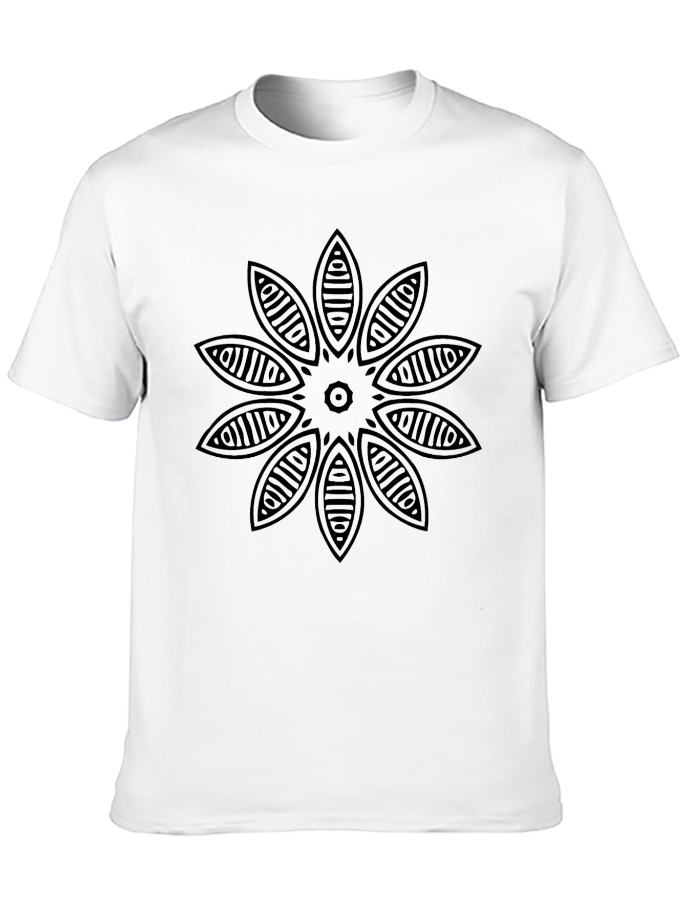 Floral Mandala Print Black T-Shirt