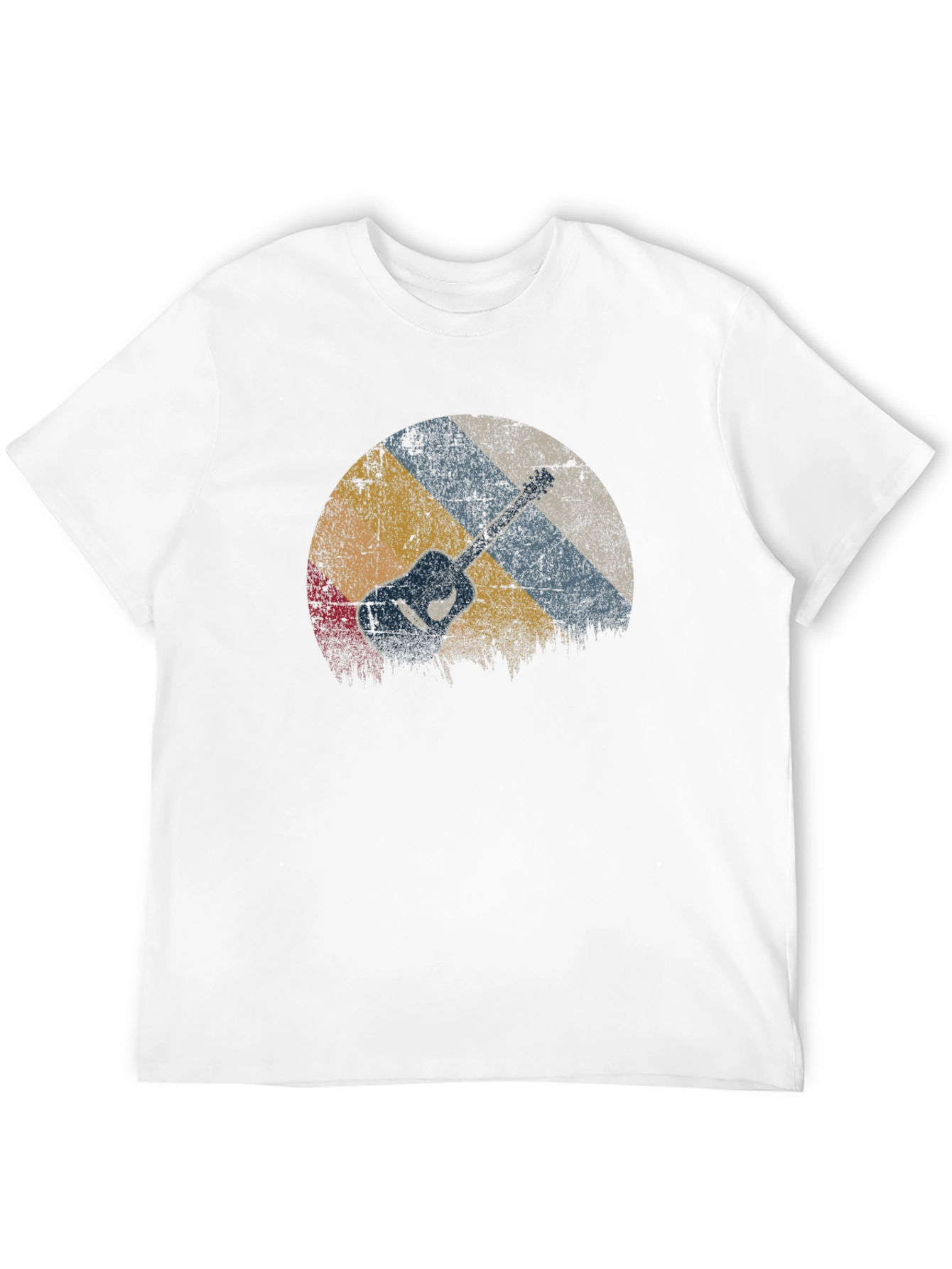 Retro Guitar Graphic Tee - Black Cotton Blend