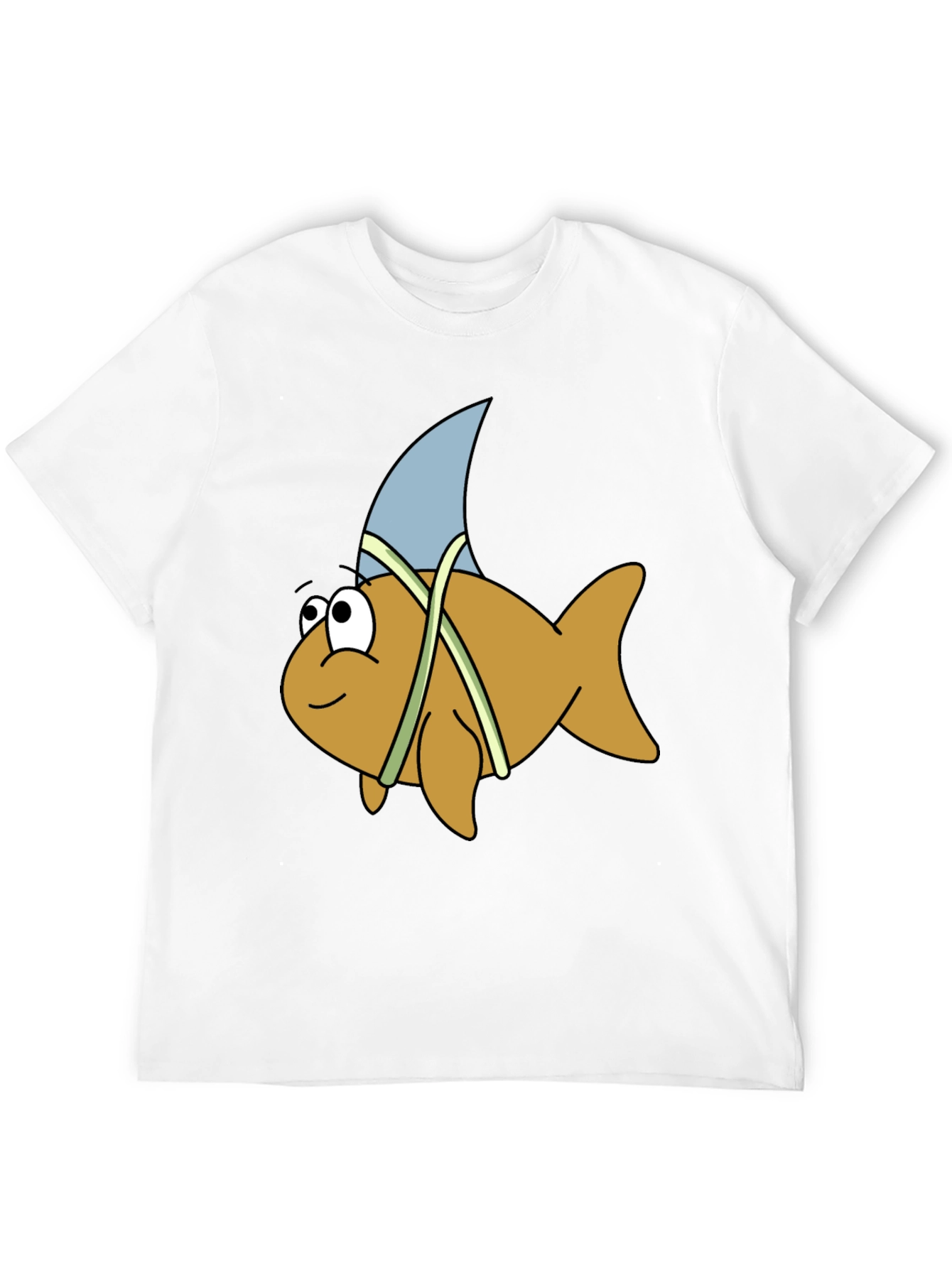 Cartoon Shark Fin Fish Black T-Shirt
