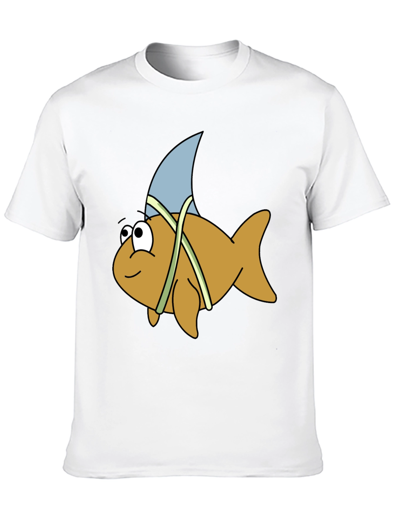Cartoon Shark Fin Fish Black T-Shirt