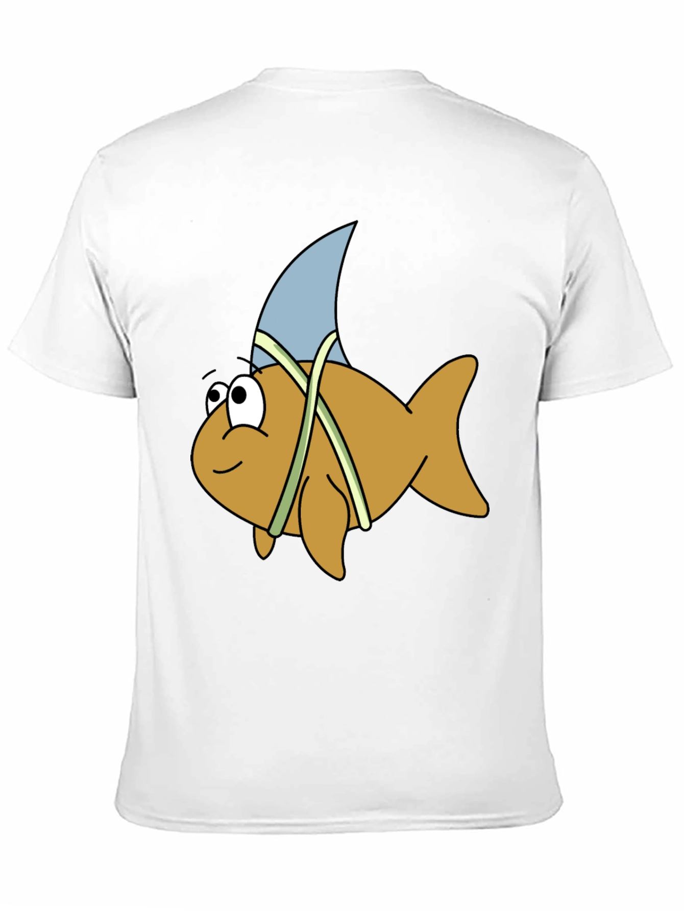 Cartoon Shark Fin Fish Black T-Shirt
