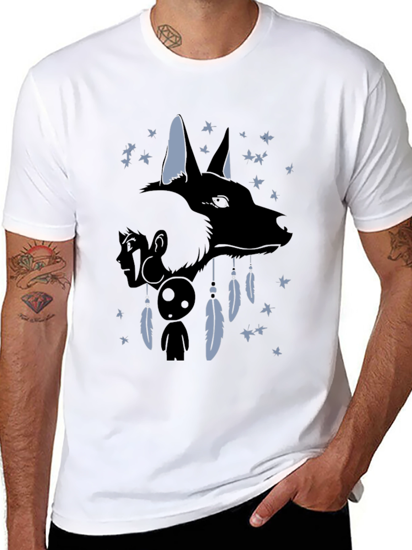 Anime Wolf Dreamcatcher Graphic T-Shirt
