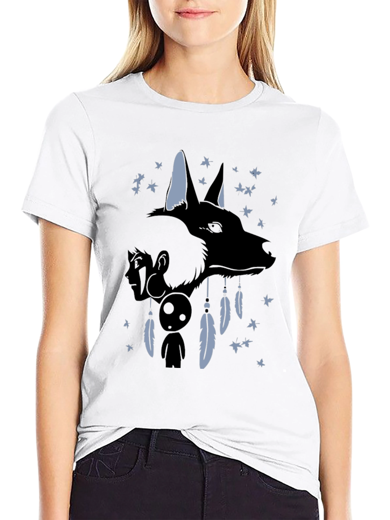 Anime Wolf Dreamcatcher Graphic T-Shirt