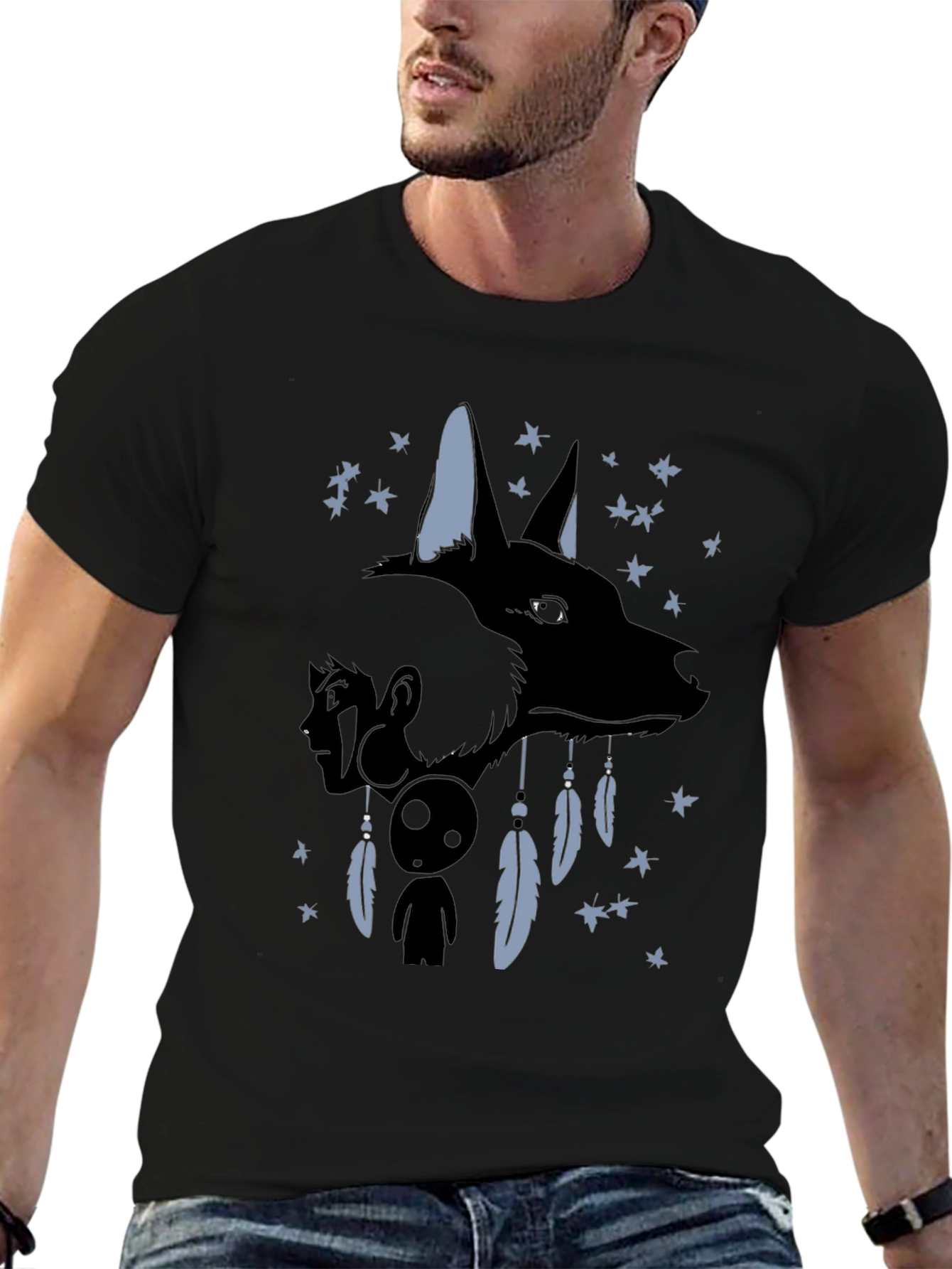 Anime Wolf Dreamcatcher Graphic T-Shirt
