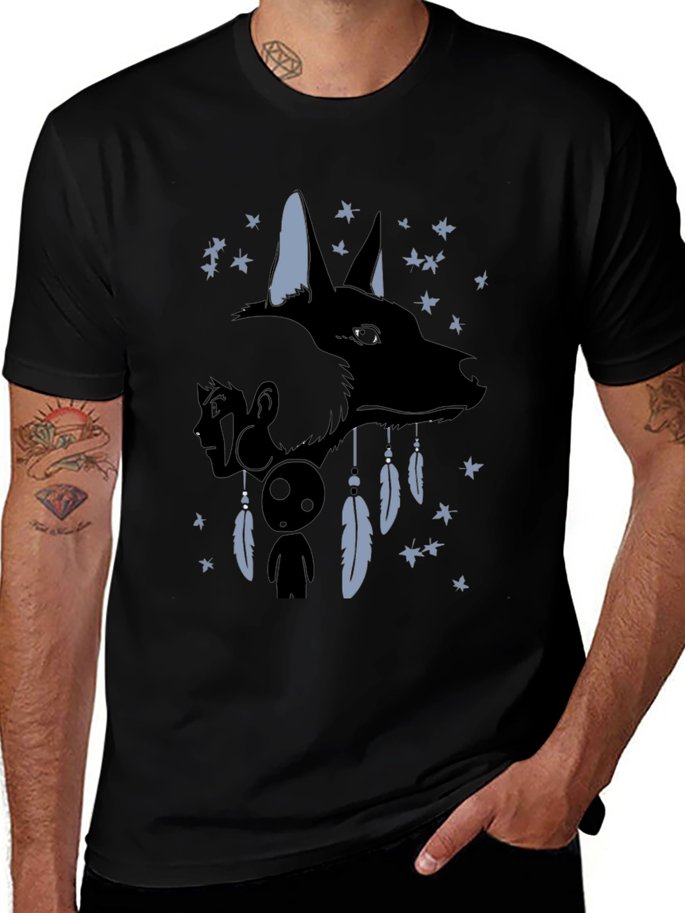 Anime Wolf Dreamcatcher Graphic T-Shirt
