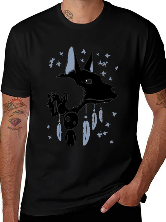 Anime Wolf Dreamcatcher Graphic T-Shirt