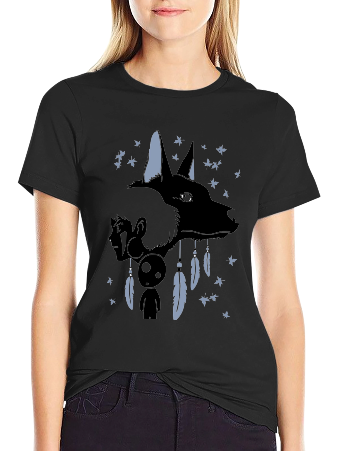 Anime Wolf Dreamcatcher Graphic T-Shirt