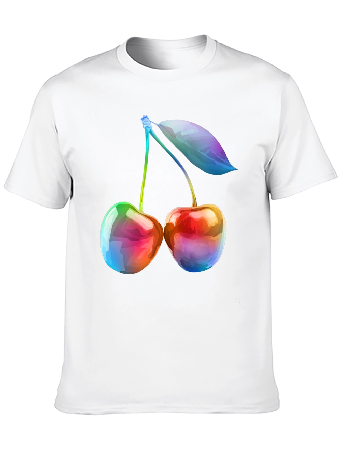 Rainbow Cherry Graphic T-Shirt - Unique Fruit Design