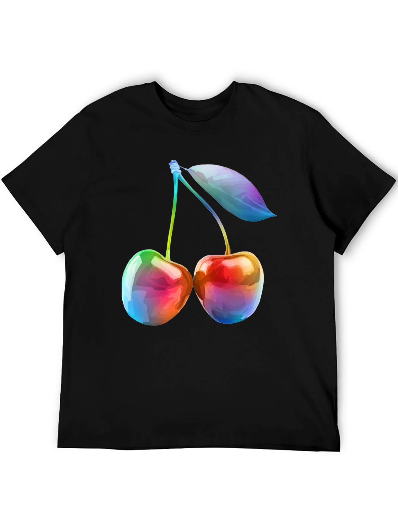 Rainbow Cherry Graphic T-Shirt - Unique Fruit Design