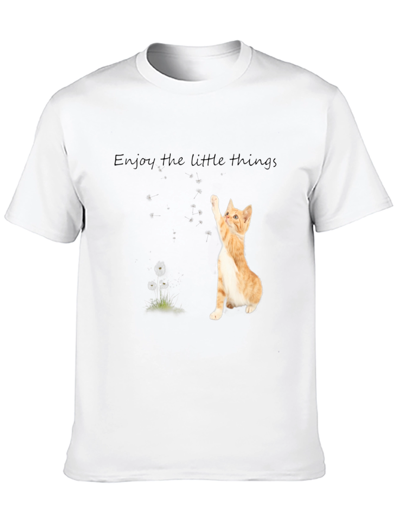 Cute Cat Enjoy the Little Things Black T-Shirt
