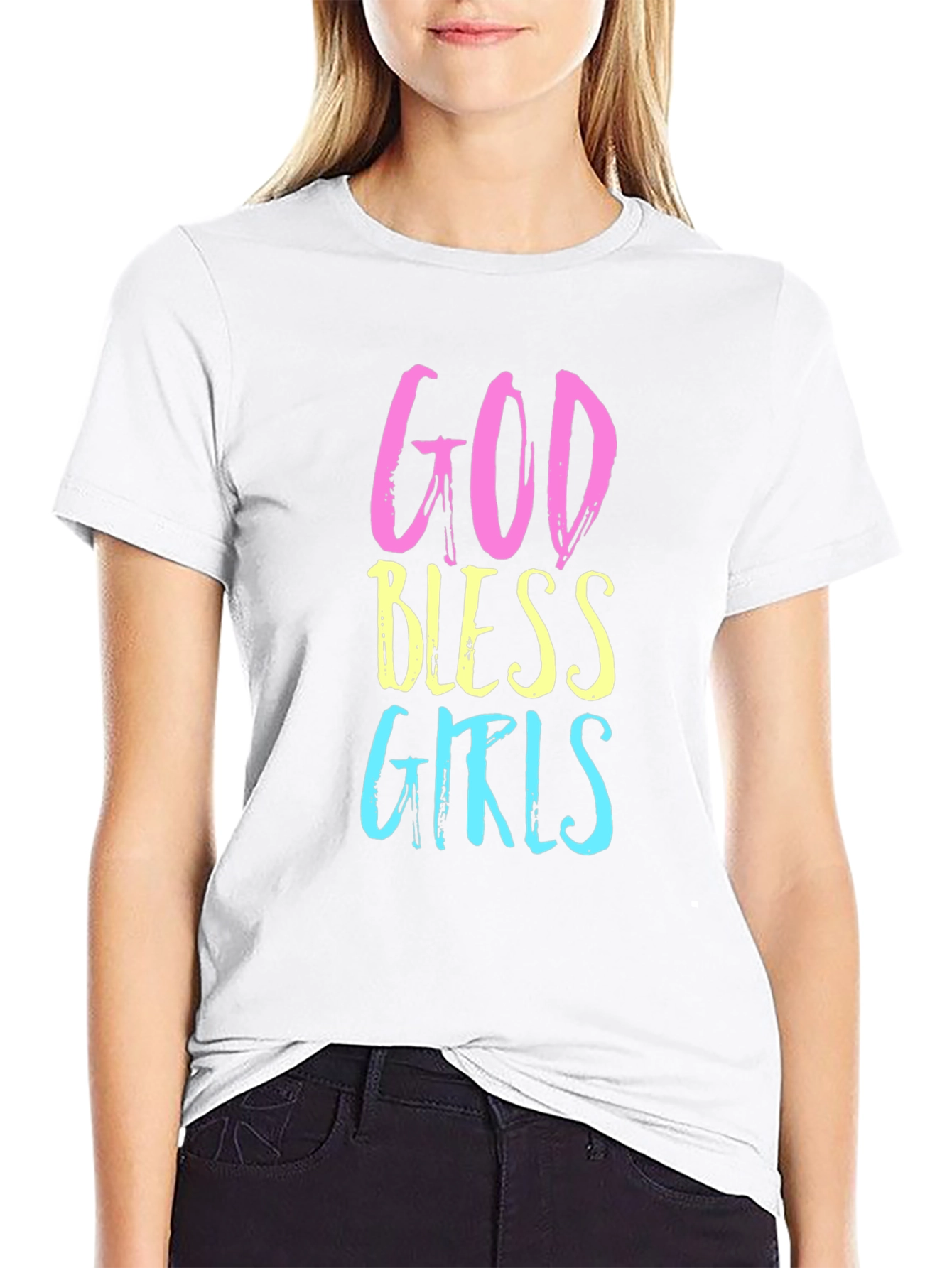 God Bless Girls Graphic Tee - Black