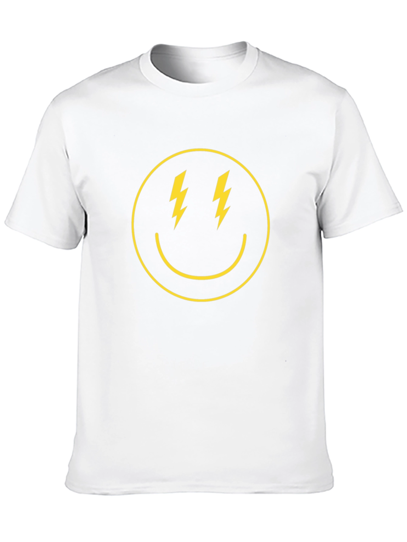 Lightning Bolt Smiley Face Graphic Tee - Black
