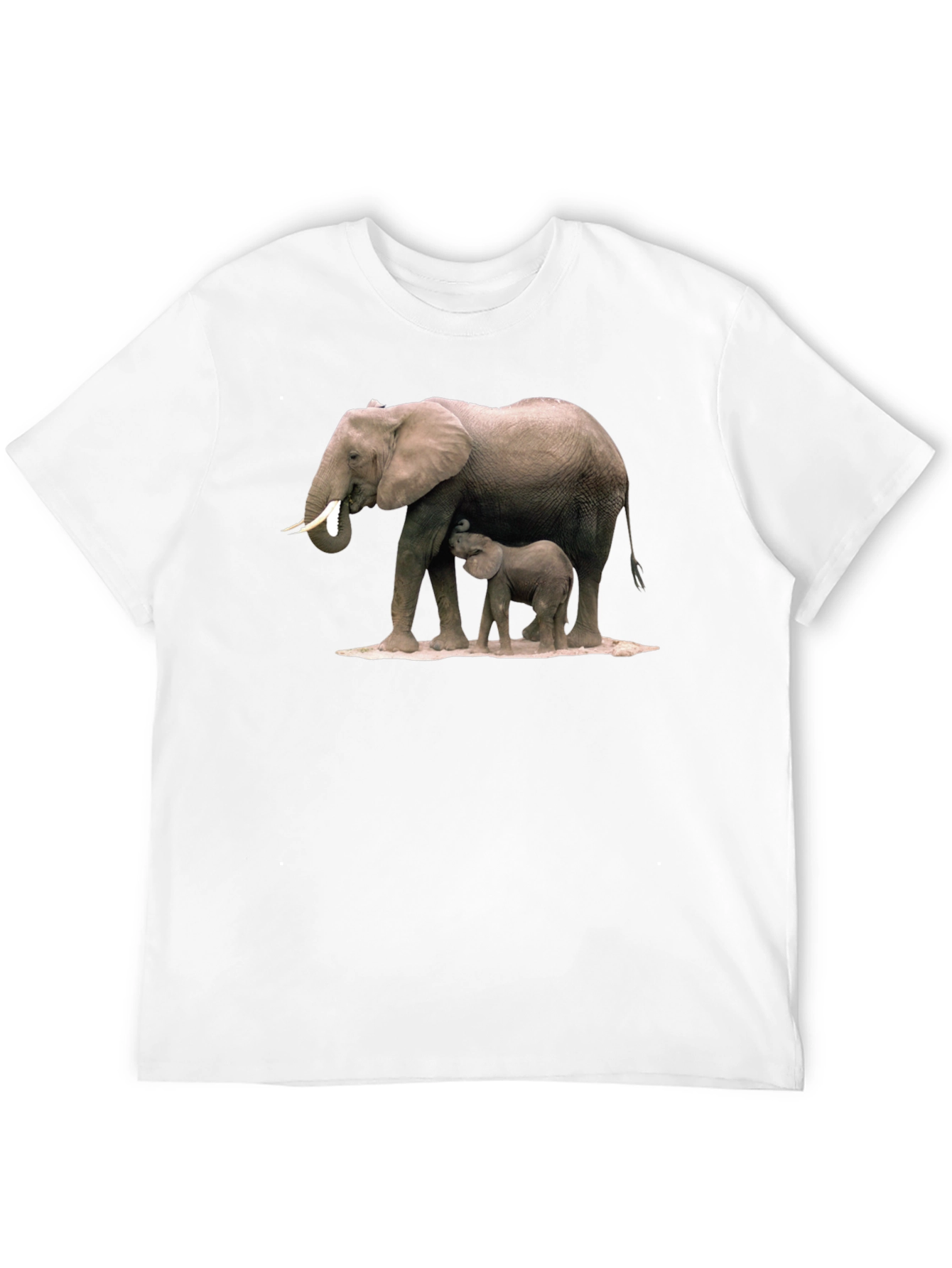 Elephant Mom and Baby Black T-Shirt