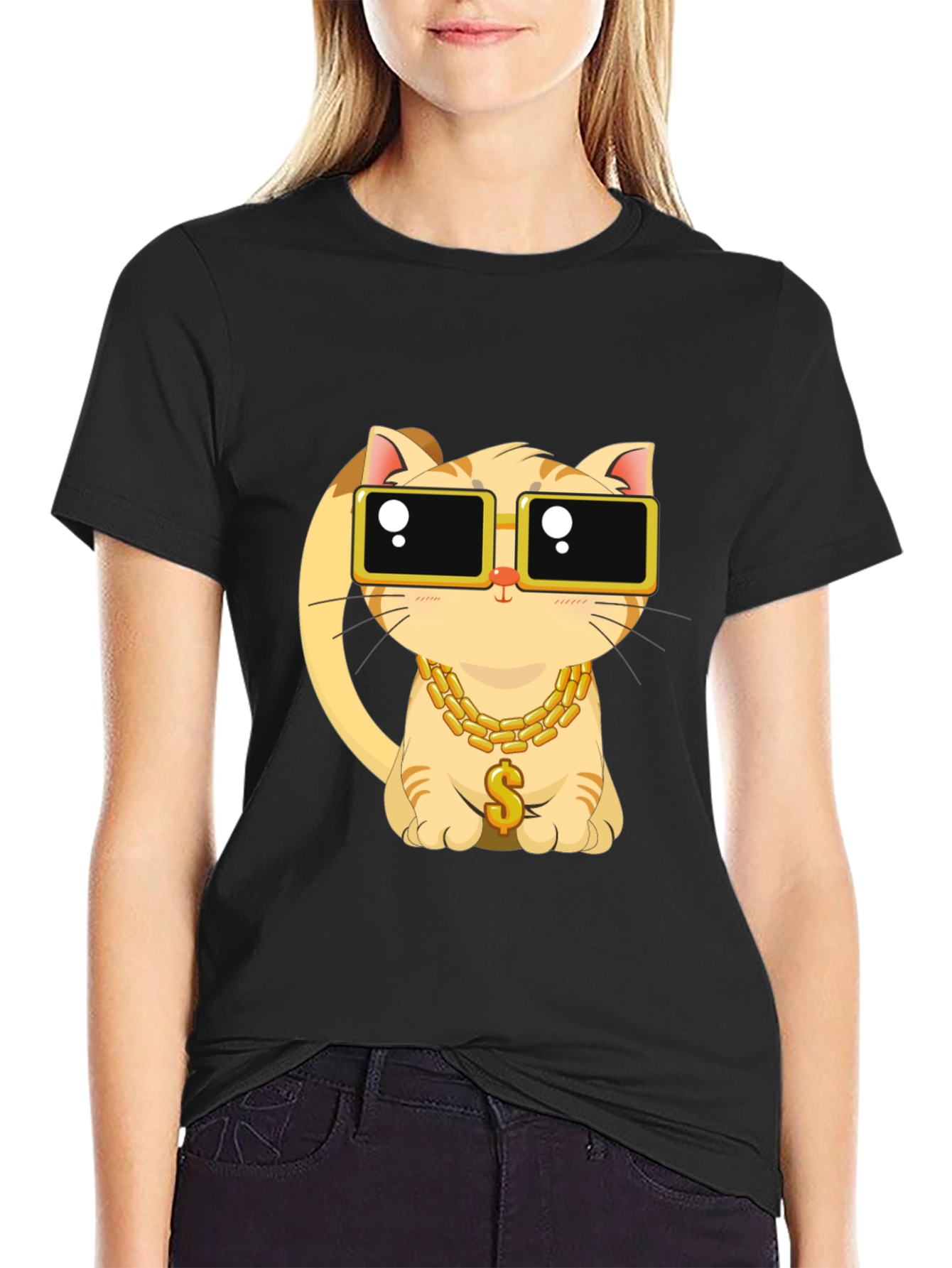 Cool Cat Graphic Tee - Black Unisex T-Shirt